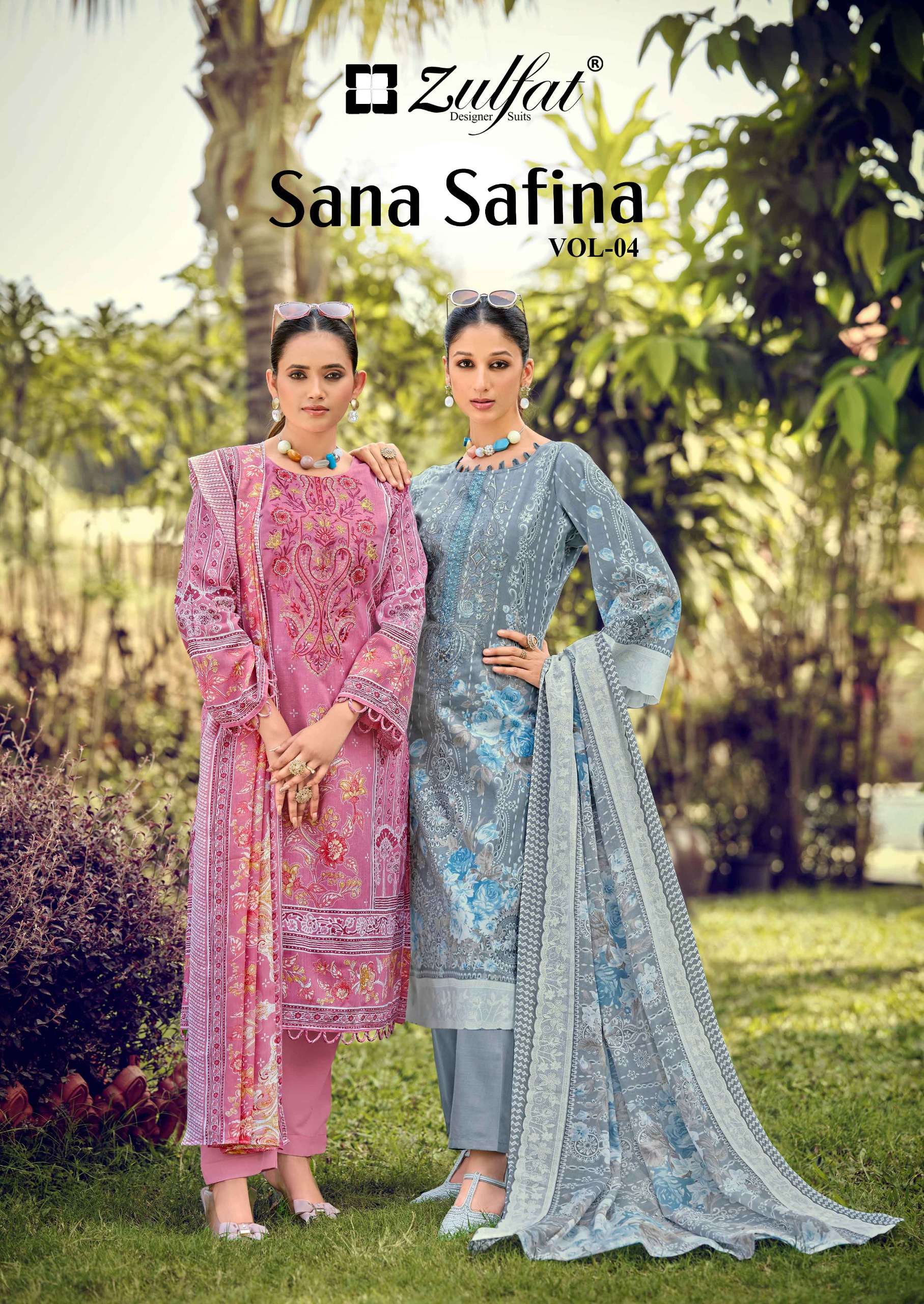 ZULFAT SANA SAFINA VOL 4 COTTON EXCLUSIVE DESIGNER SALWAR SU...