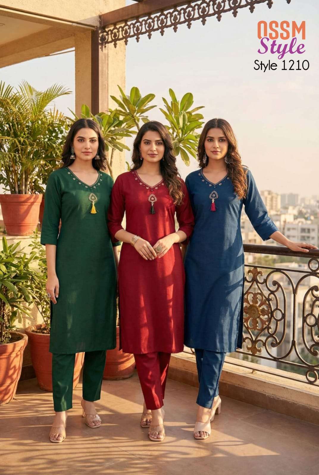 1210 PREMIUM COTTON DHABU HANDWORK KURTI PANT COMBO PRICE SU...