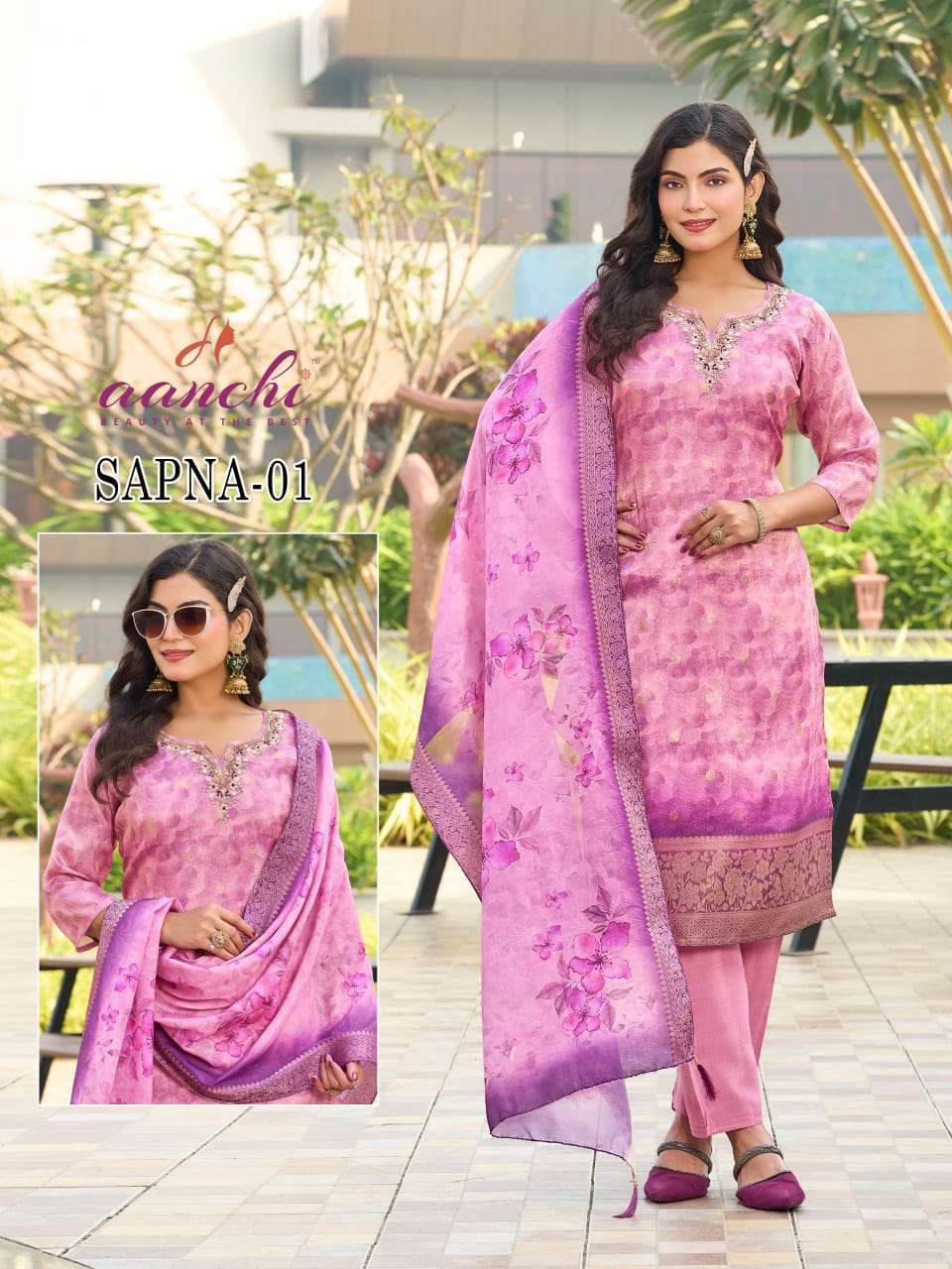 AANCHI BRAND CREAT NEW DESIGNER SUIT FOR STITCHED COMBO DEAL...