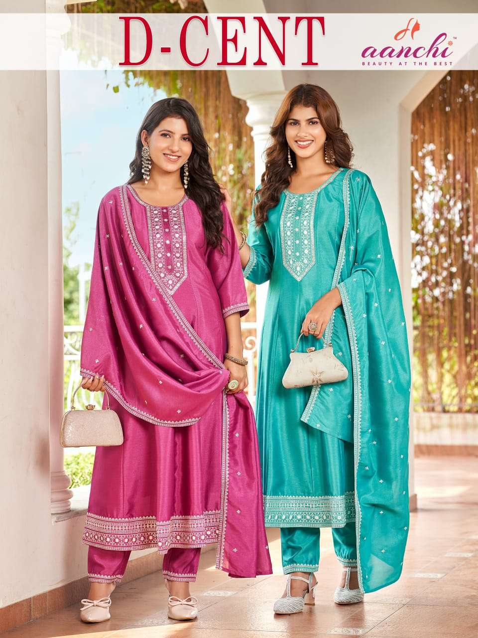 AANCHI D CENT SILK SALWAR SUIT FANCY DUPATTA WORK CLASSIC FE...