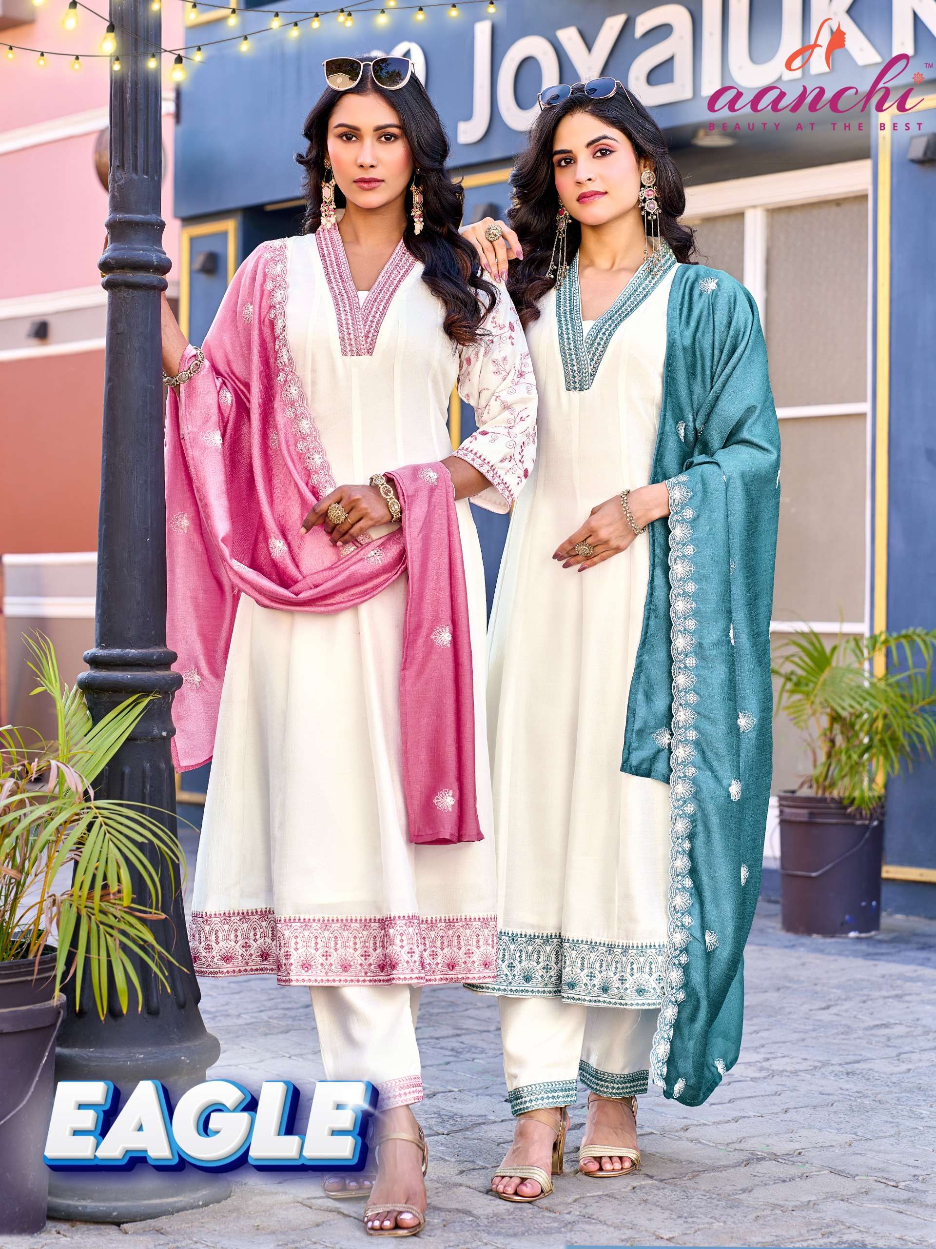 AANCHI EAGLE VICHITRA SILK DESIGNER 3 PCS FLAIR SUIT CATALOG...