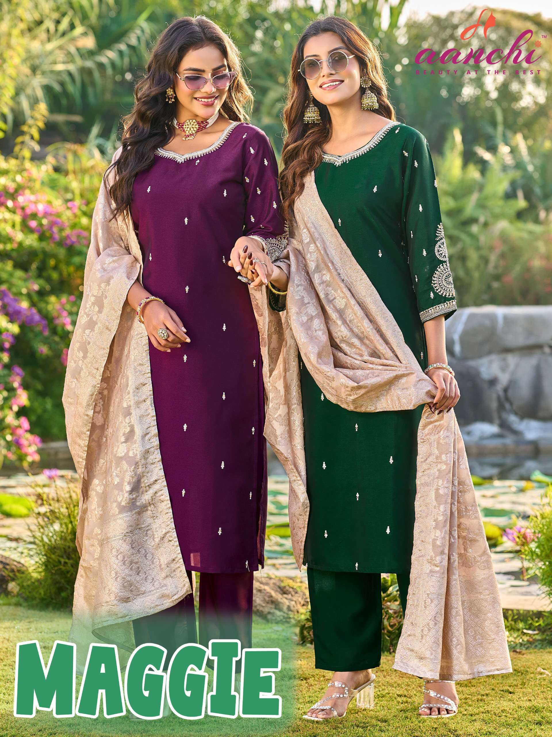 AANCHI MAGGIE TRADITIONAL CRYSTAL SILK SALWAR SUIT COLLECTIO...