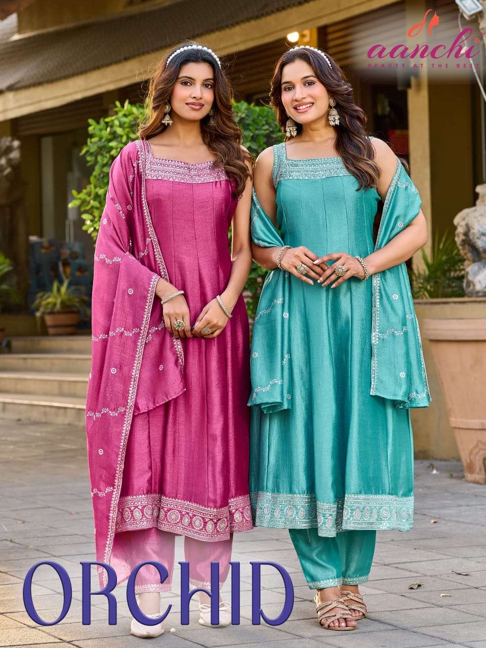 AANCHI ORCHID BOUTIQUE ANARKALI KURTI SUIT FANCY EMBROIDERY ...