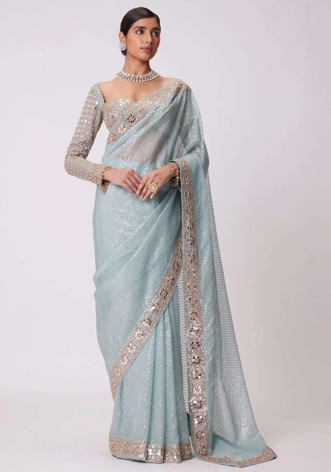 Aarzoo Heavy and Soft Faux Georgette fabric parrty wear and ...