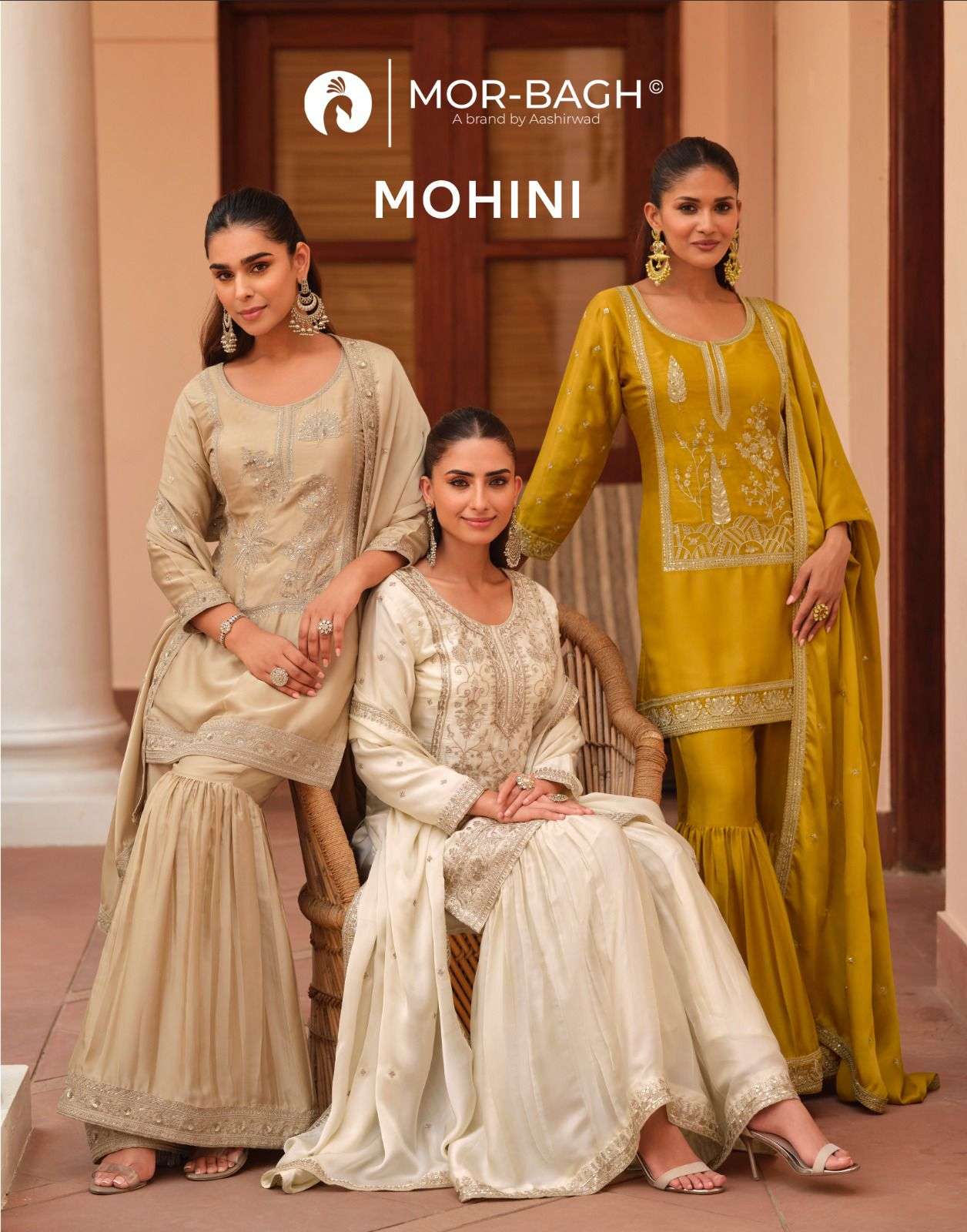 AASHIRWAD CREATION MOHINI READYMADE SILK SATIN DESIGNER SHAR...
