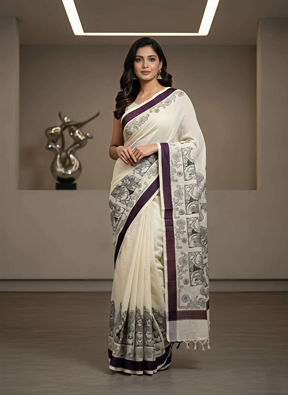 aastha Heavy and pure soft linen fancy fabric blooming mosa...