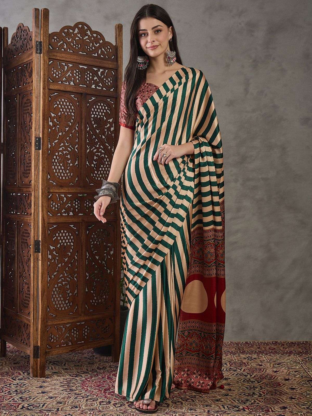  Ajrakh Luxe Semi Modal Comfortable Fabric Regular Summer We...