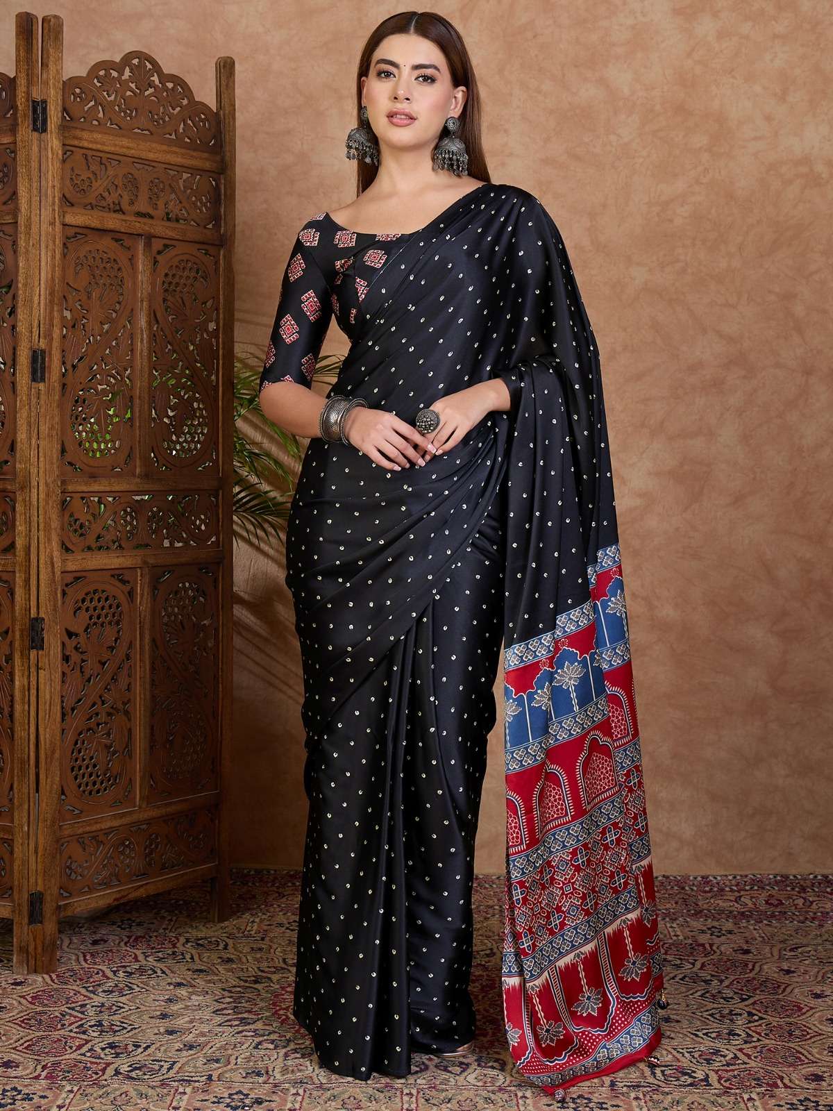  Ajrakh Luxe Semi Modal Comfortable Fabric with digital Ajra...