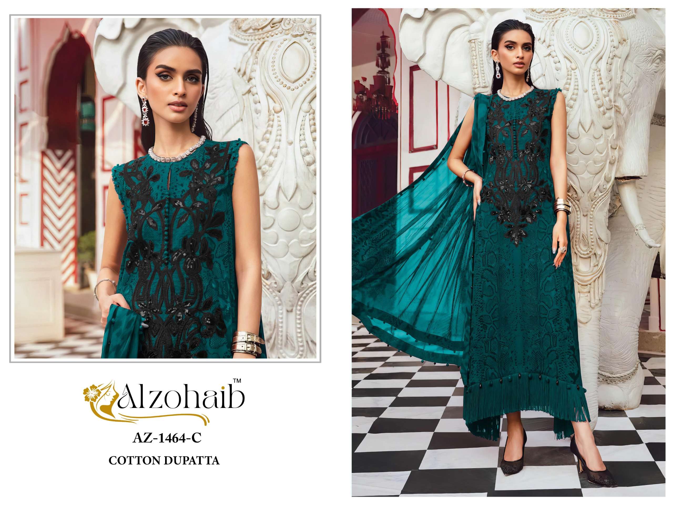AL ZOHAIB AZ 1456 PURE COTTON WITH HEAVY WORK PAKISTANI OUTF...