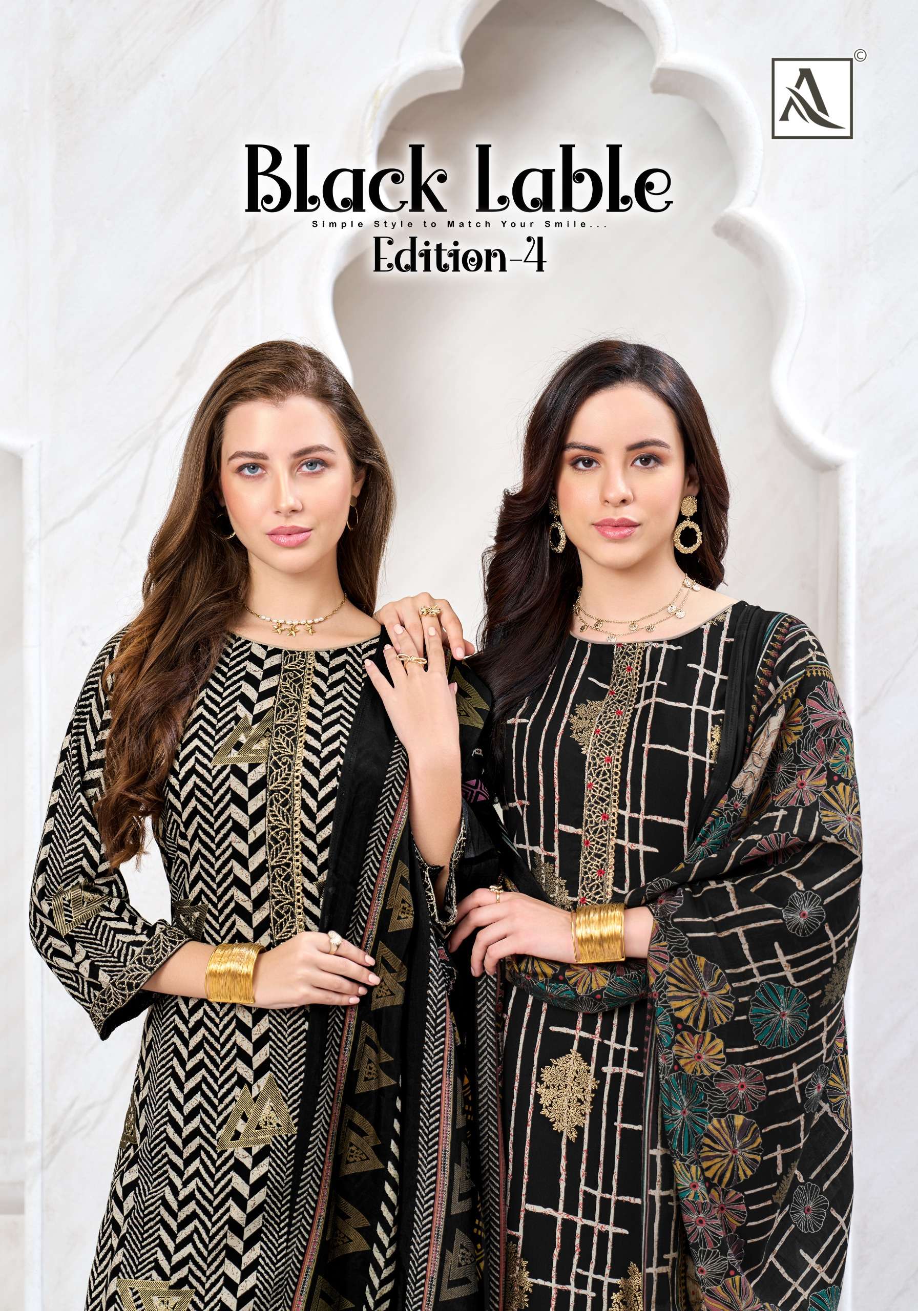 ALOK SUIT BLACK LABLE VOL 4 VISCOSE RAYON BLACK SUIT MULTI D...