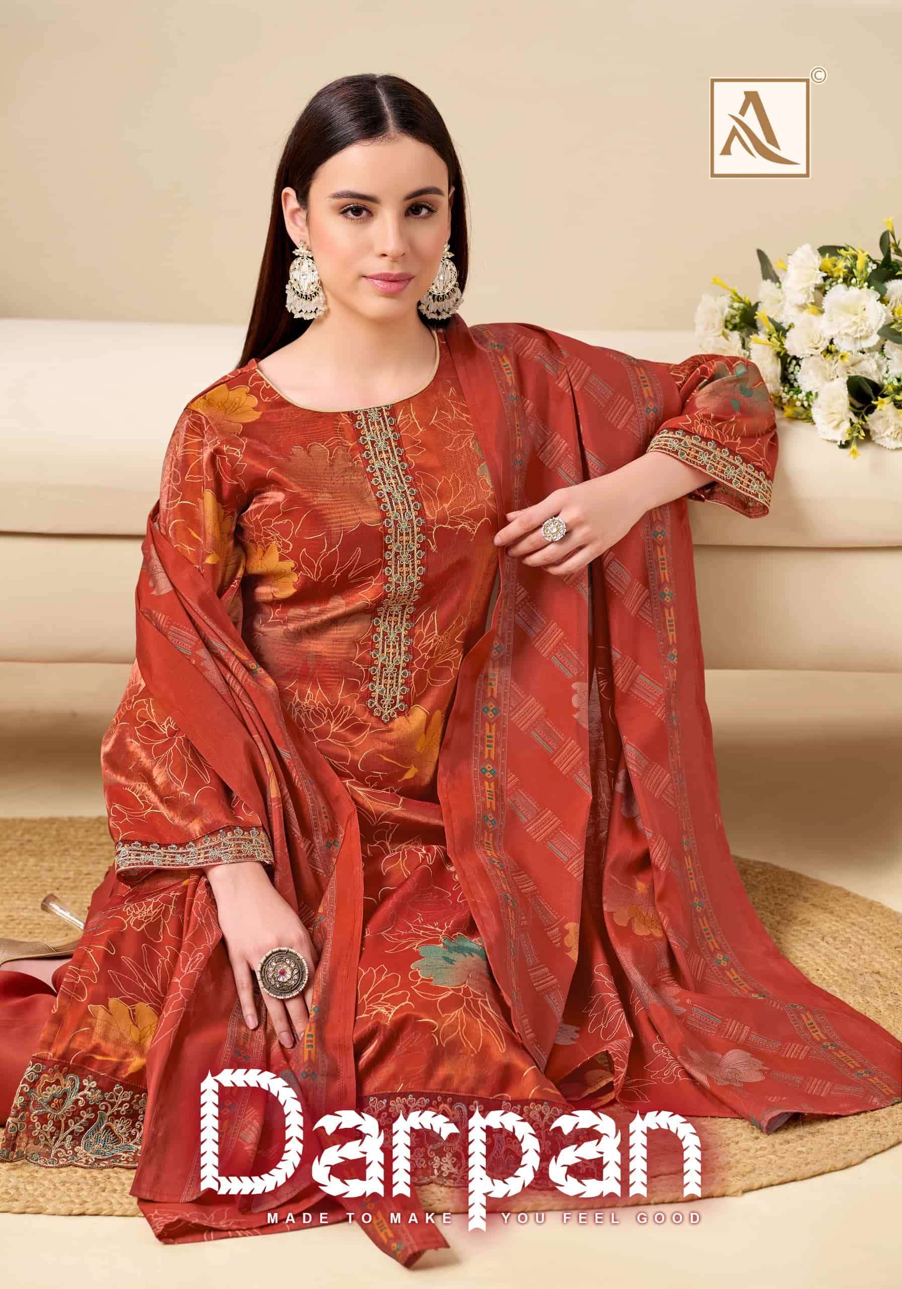 ALOK SUIT DARPAN PREMIUM INDIAN SUIT PRETTY BORDER 3 PIECE S...