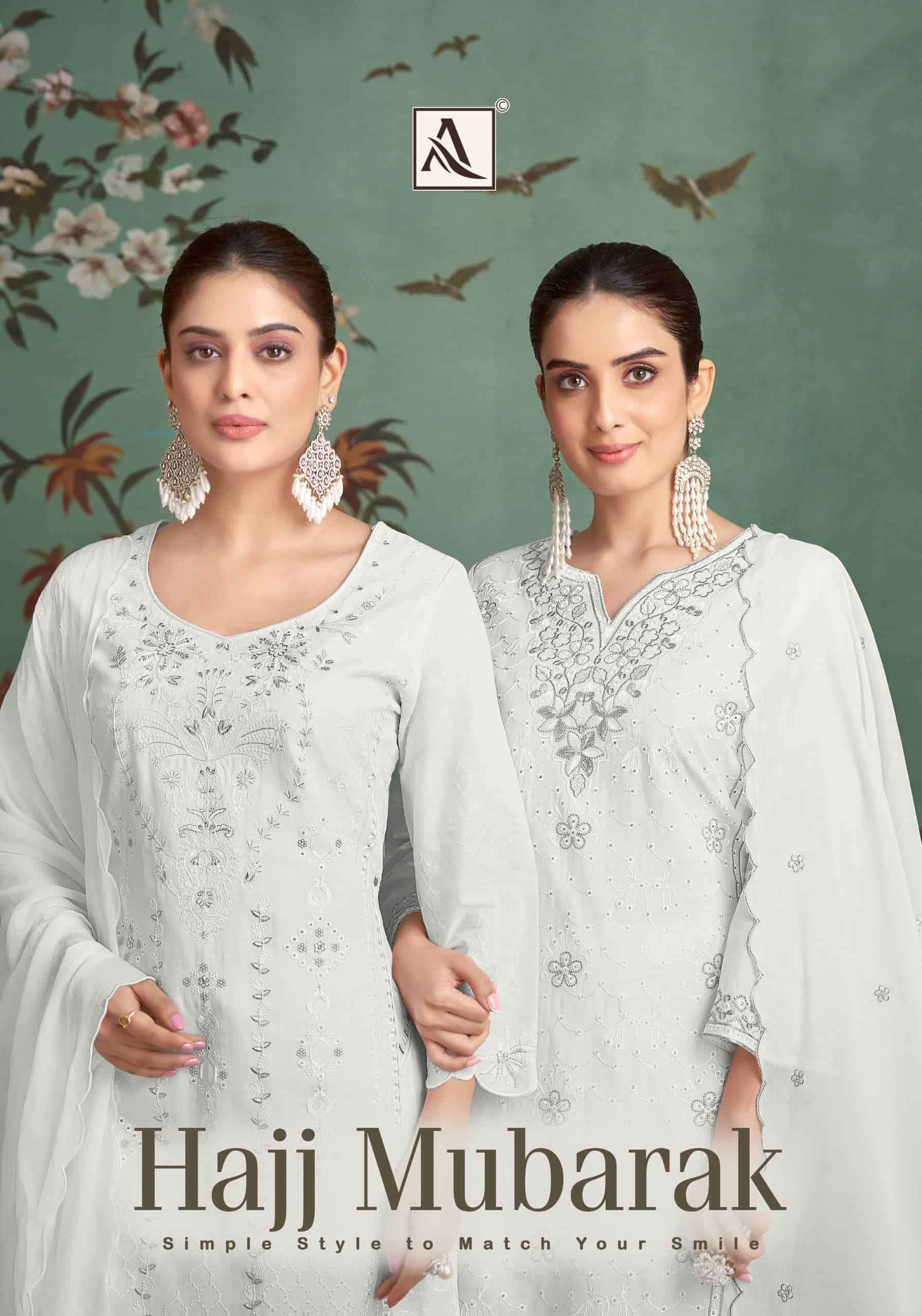 ALOK SUIT HAJJ MUBARAK LAWN PAKISTANI EMBROIDERY WHITE SUIT ...