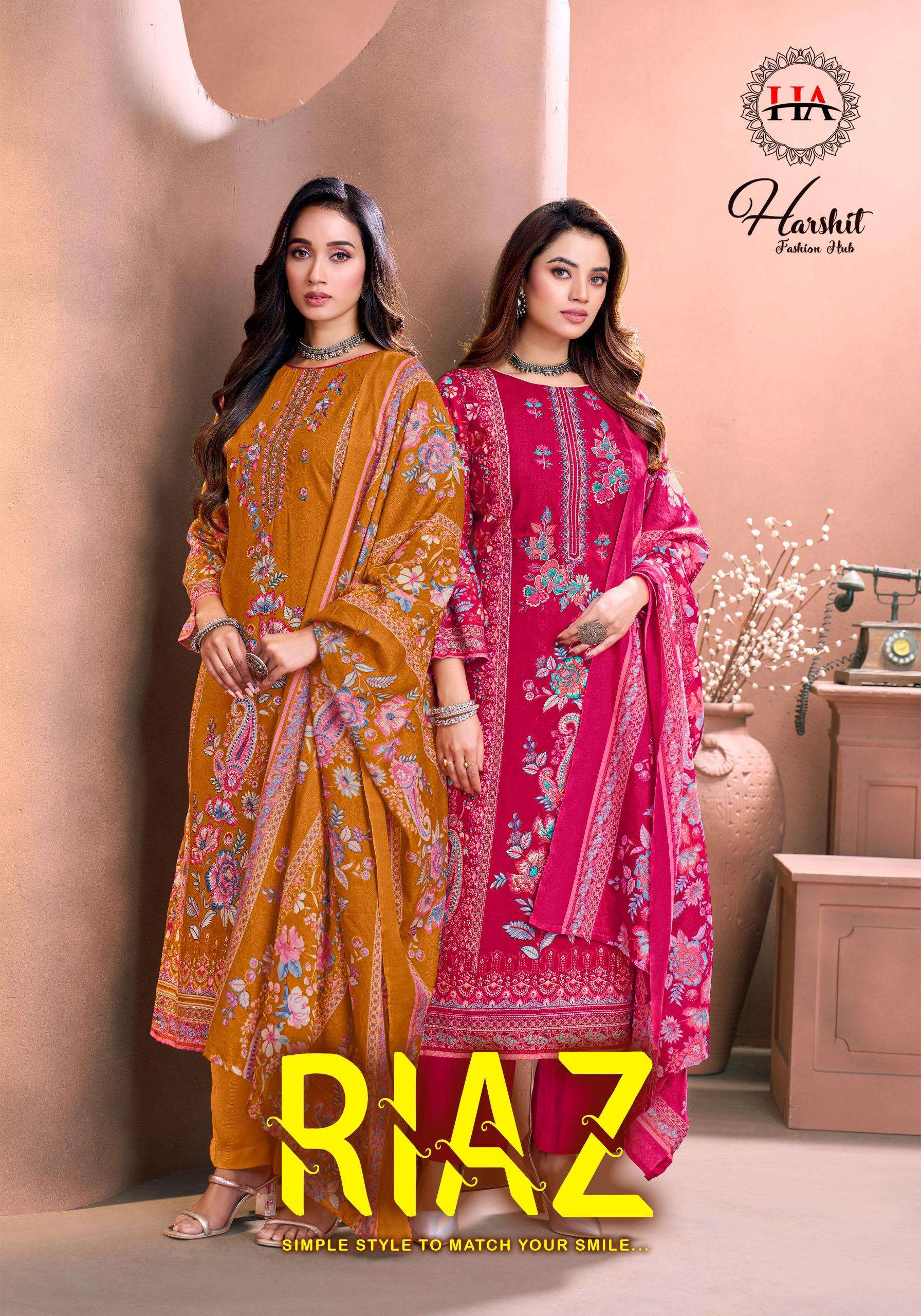 ALOK SUIT RIAZ VISCOSE RAYON PRINT EMBROIDERY SUIT AT WHOLES...