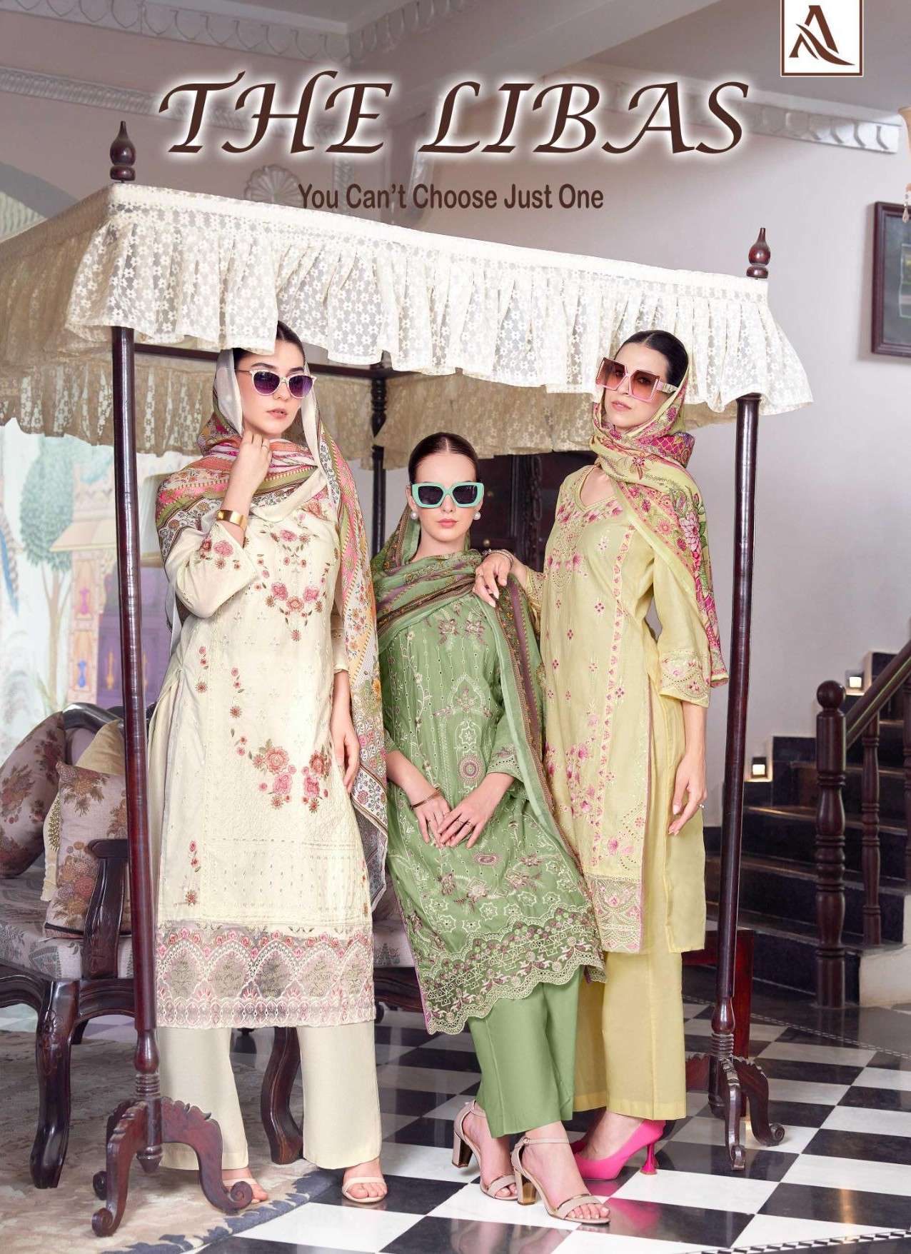 ALOK SUIT THE LIBAS CAMBRIC COTTON LAWN COTTON FANCY WORK SA...
