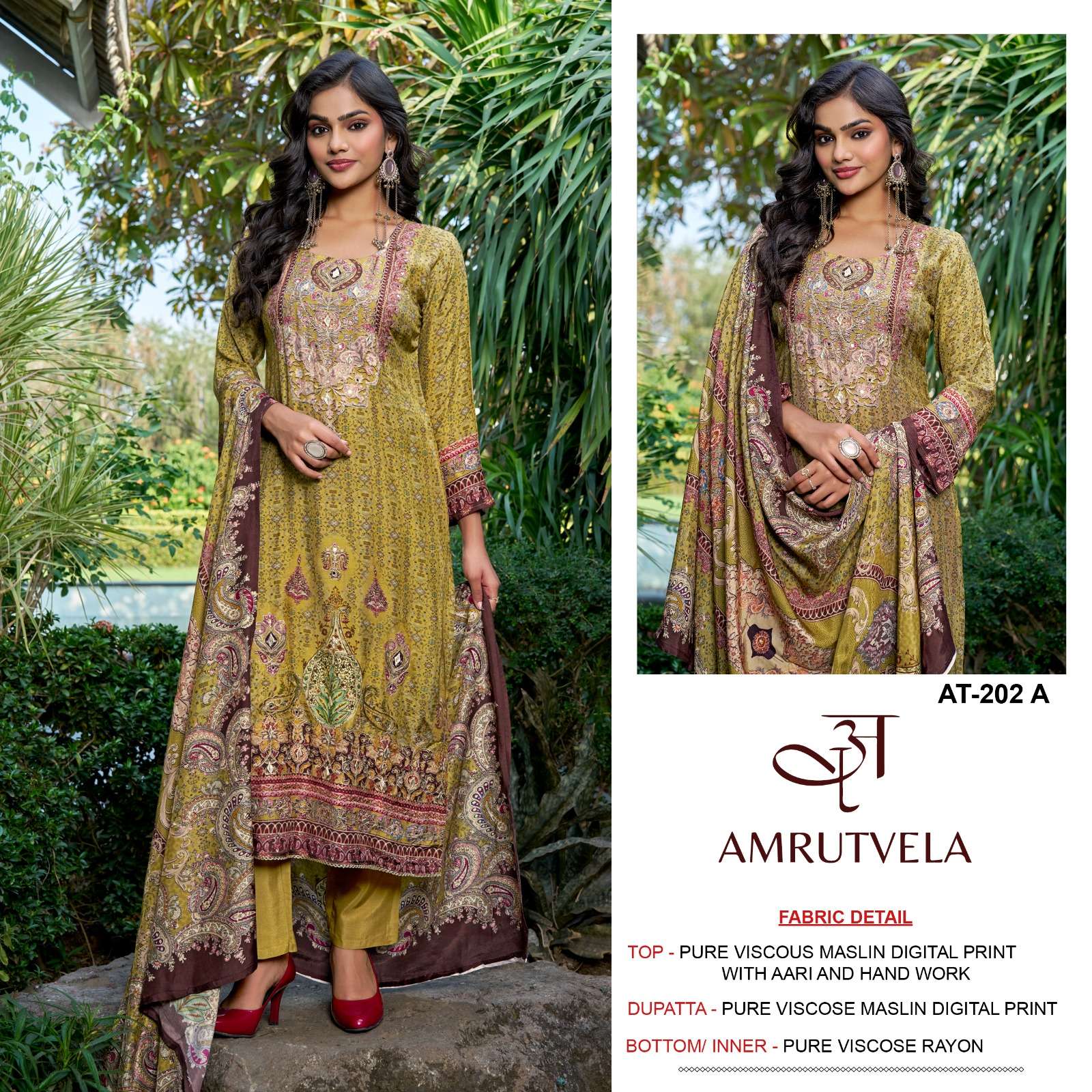 AMRUTVELA AT 202 PAKISTANI SPECIAL WEAR MUSLIN HEAVY WORK SA...