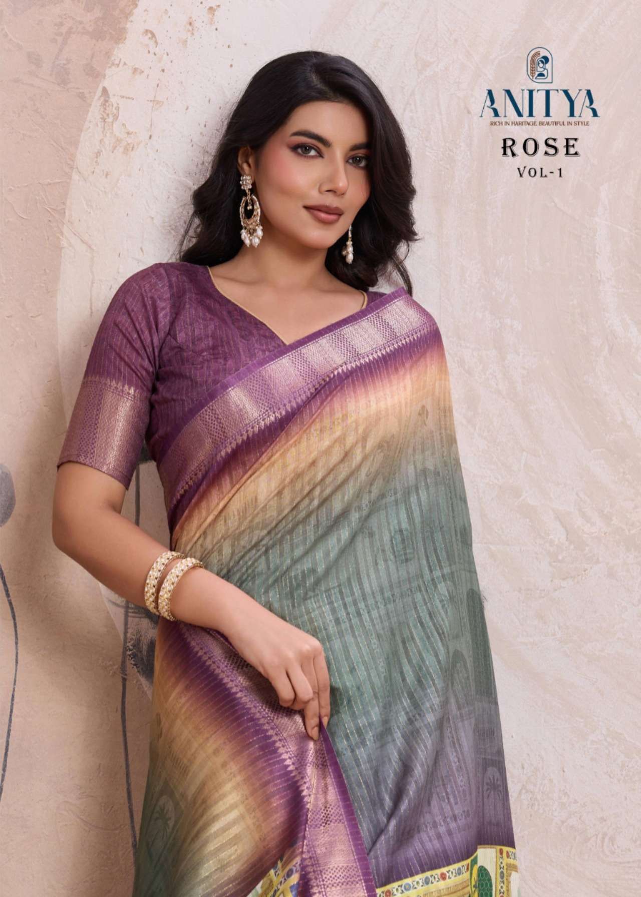 Anitya Rose Vol 1 6001 to 6006 Kalki Butti Silk fabeic with ...