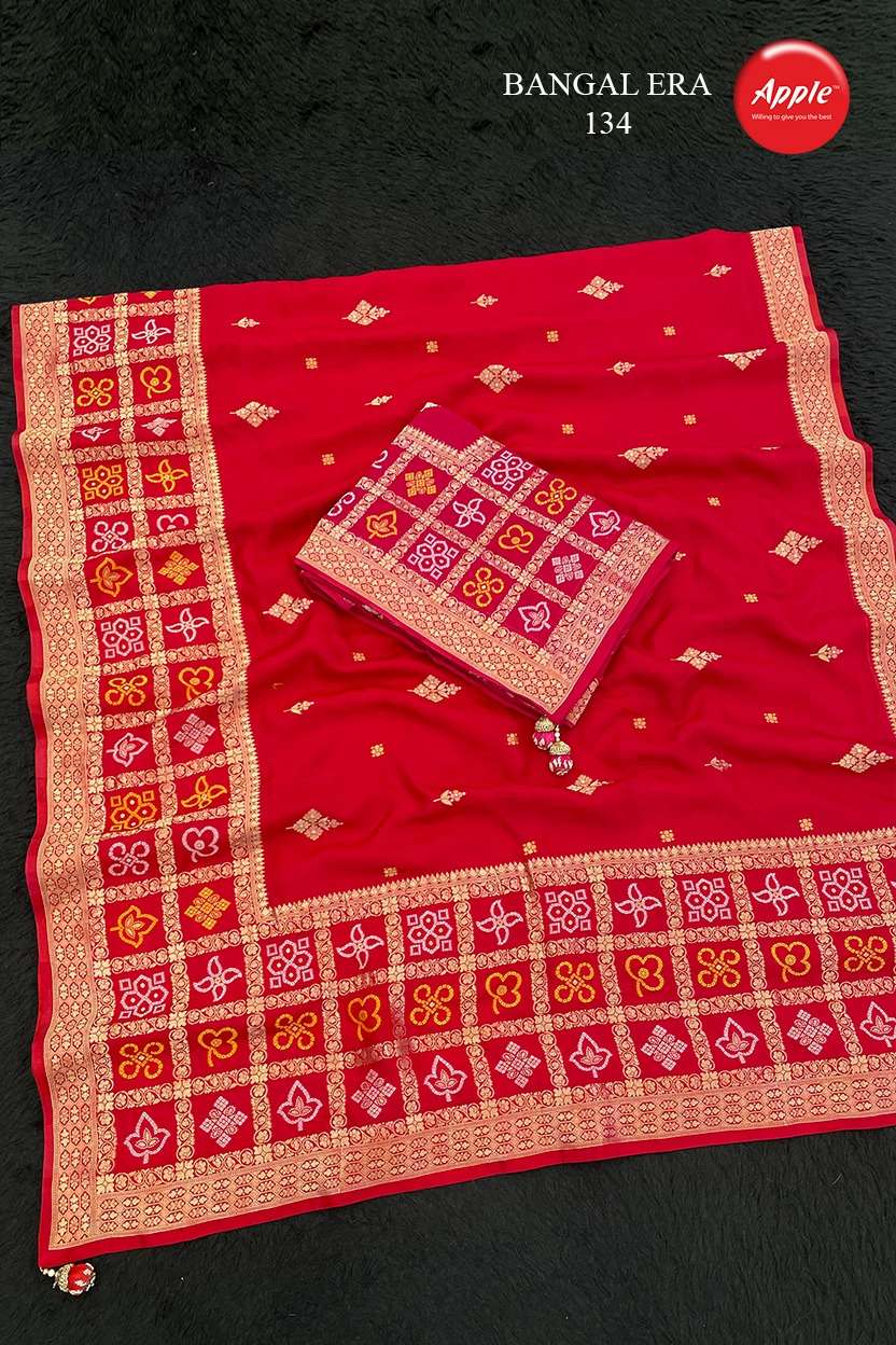 APPLE BANGAL ERA PURE AND SOFT VISCOSE FABRIC PARTY WEAR SAR...