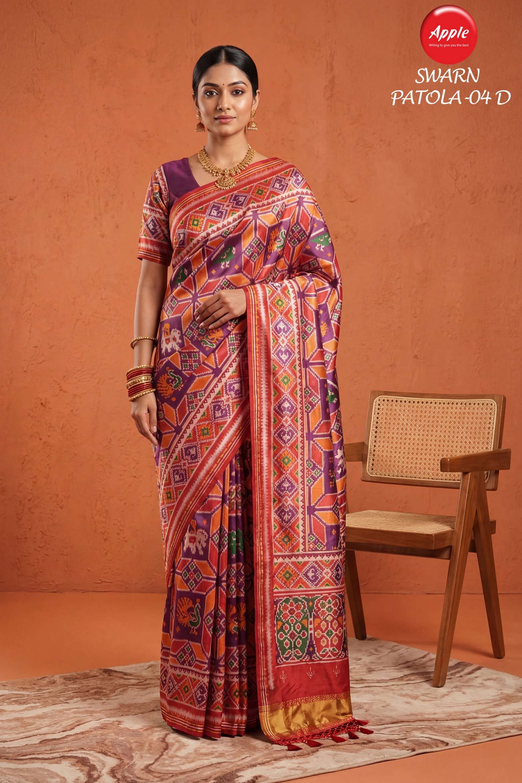 APPLE SWARN PATOLA 4 SOFT AND DIVINE SILK FANCY FABRIC WITH ...