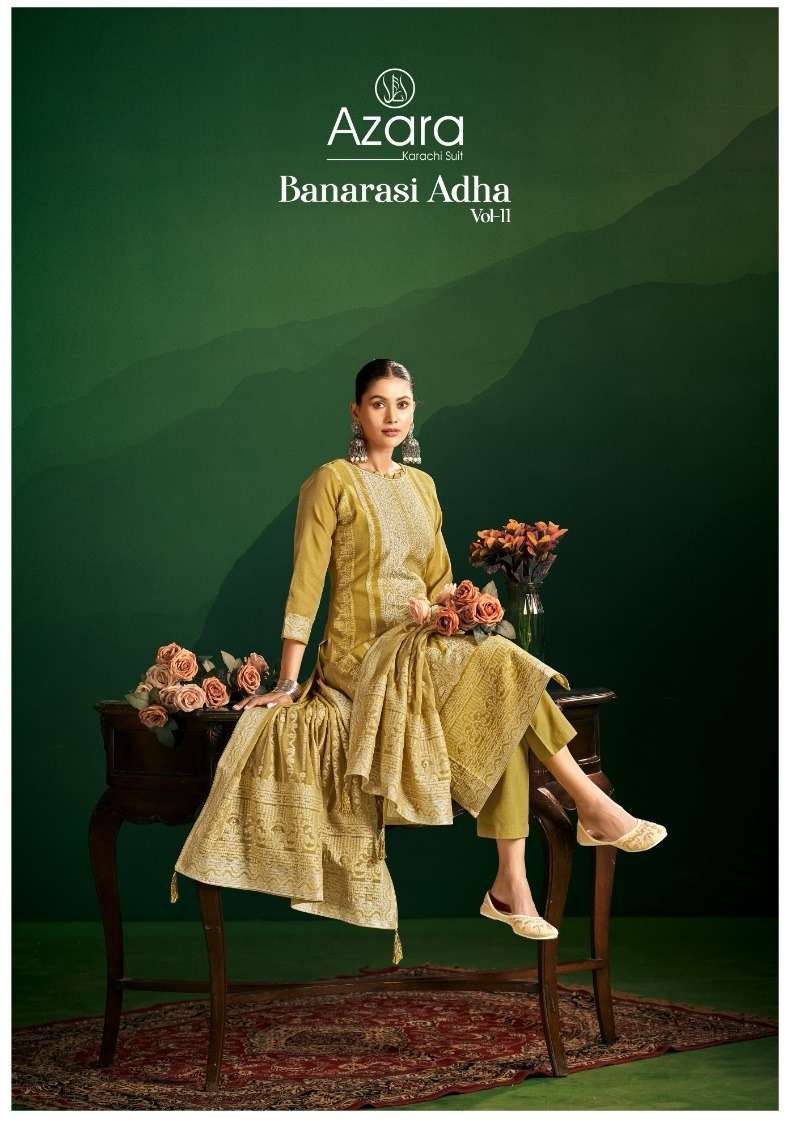 AZARA BANARASHI ADAH VOL 11 COTTON JAAM DANI JACQUARD PRINT ...