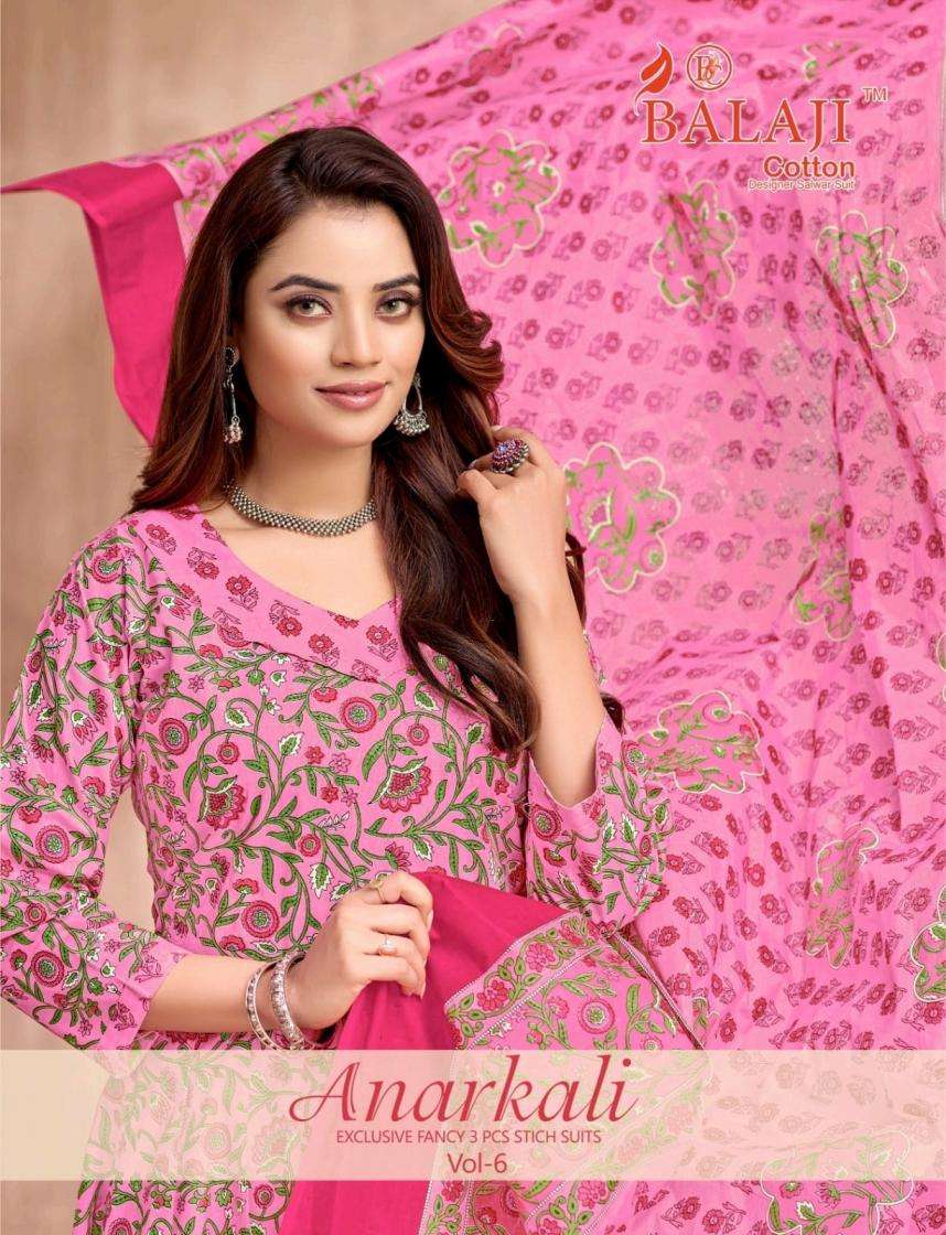 BALAJI COTTON ANARKALI VOL 6 COTTON ANARKALI STYLE KURTI PAN...