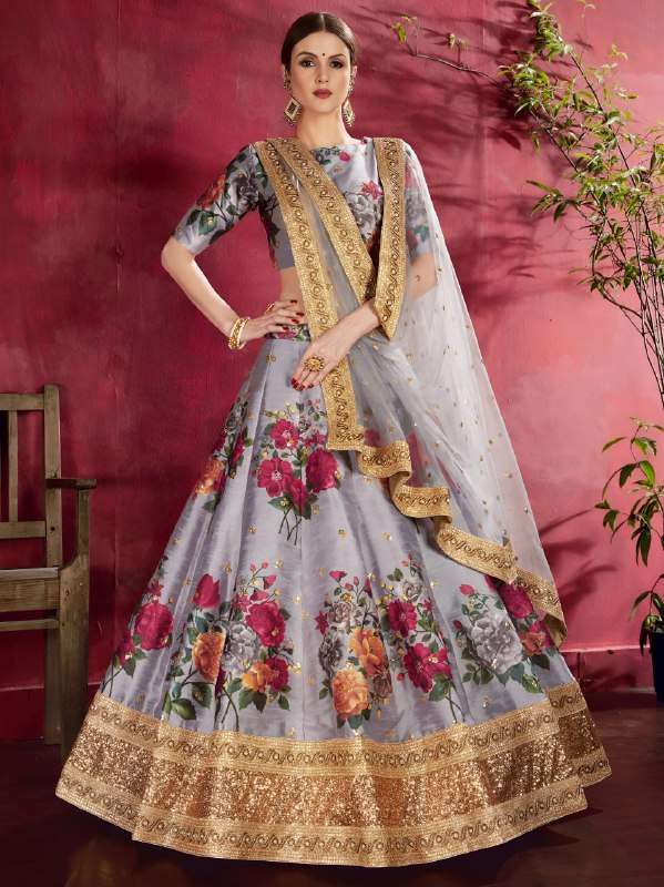  beautiful and vibrant Grey Floral Printed fancy with Desig...