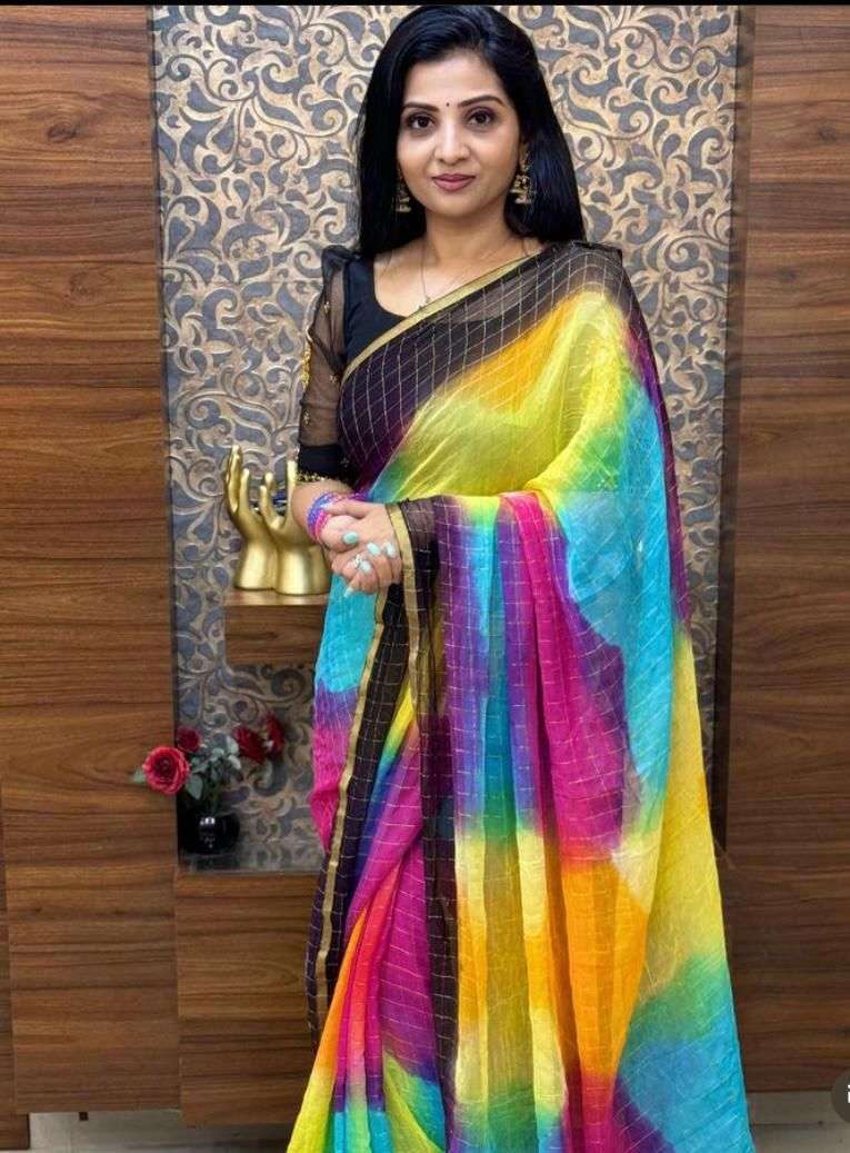 Beautiful Chiffon Zari Checks with Beautiful tassels regular...