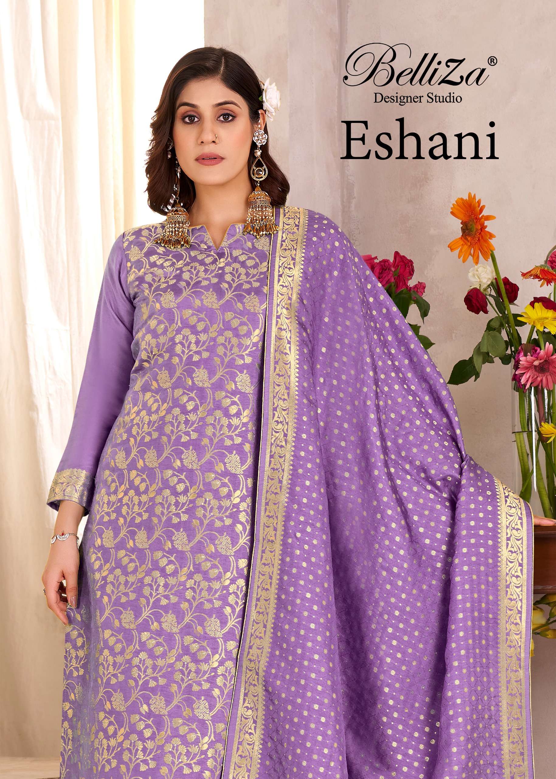 BELLIZA DESIGNER STUDIO ESHANI DOLA SILK JACQUARD SALWAR SUI...