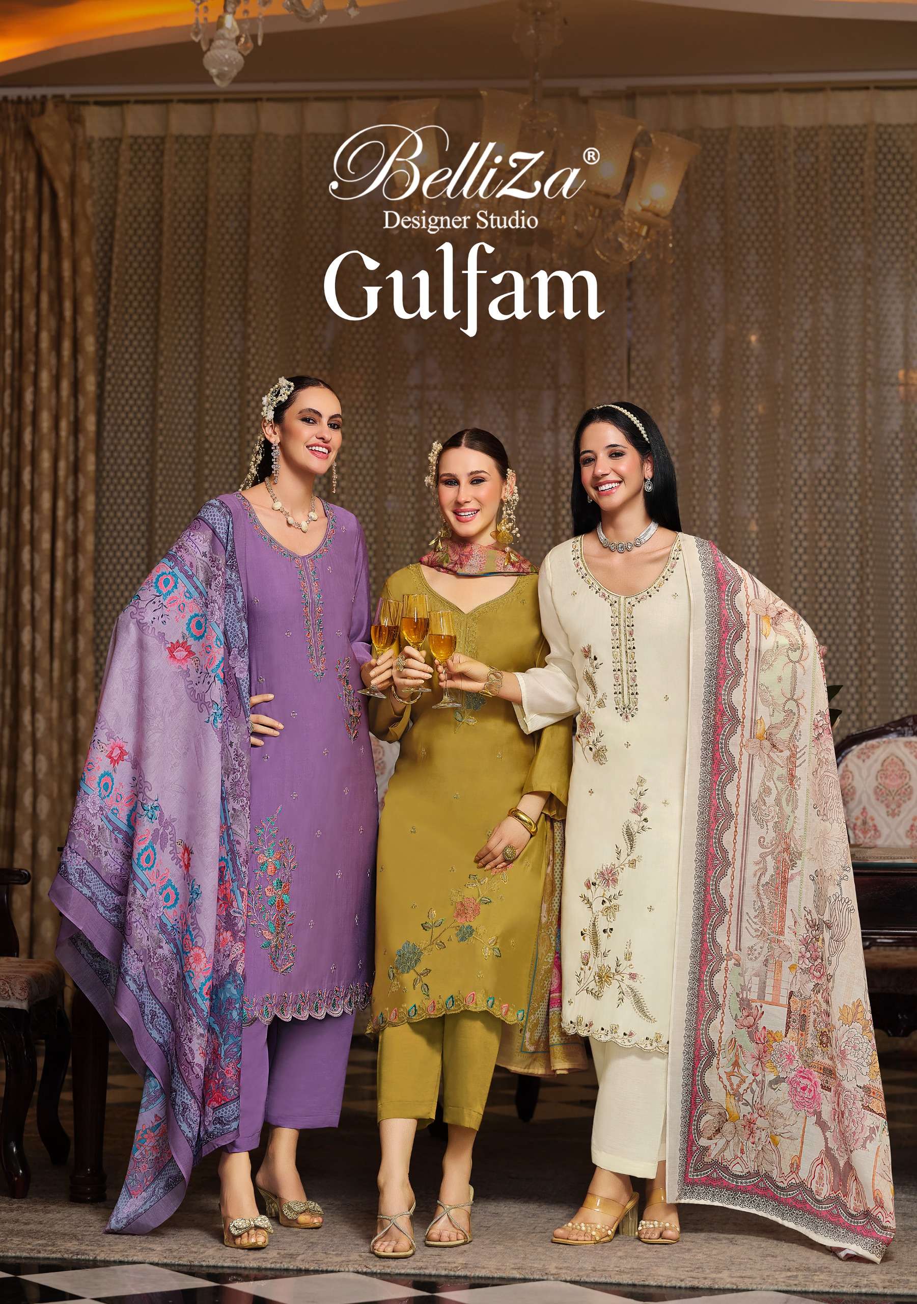BELLIZA DESIGNER STUDIO GULFAM MODAL MUSLIN HEAVY WORK TRADI...