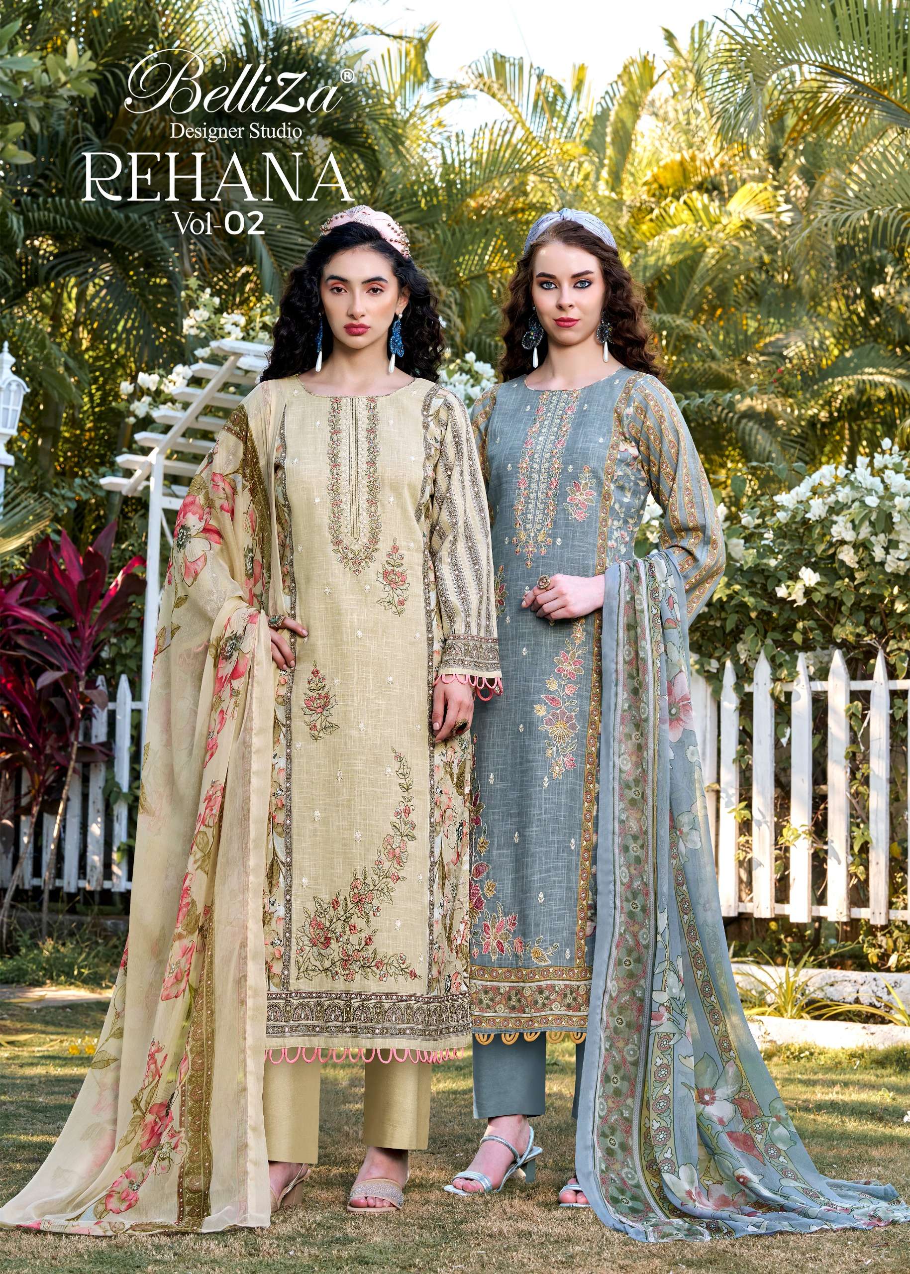 BELLIZA DESIGNER STUDIO REHANA VOL 2 COTTON LINEN DIGITAL SU...