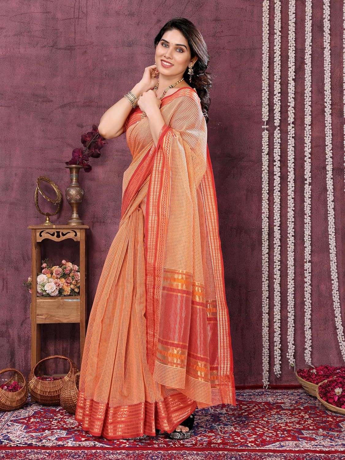 best quality Pure viscose super fancy fabric with chex desig...