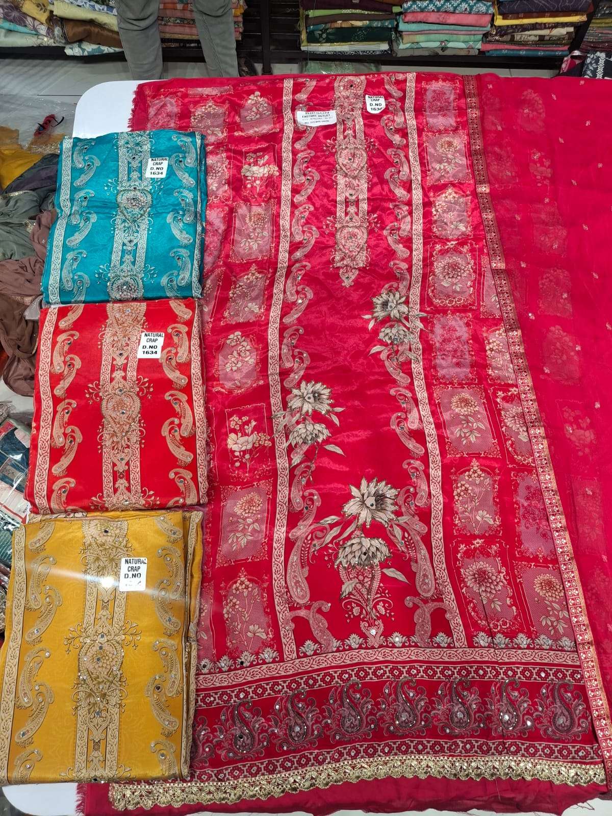 BIPSON FACTORY OUTLET NATURAL CRAPE MULTI COLOR WORK SALWAR ...