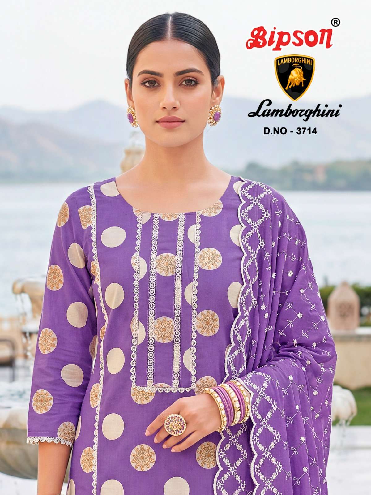 BIPSON PRINTS LAMBORGHINI 3714 COTTON MATERIAL PRINTED SALWA...