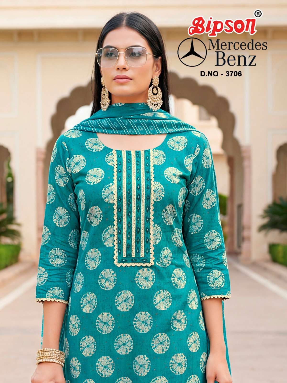 BIPSON PRINTS MERCEDEZ BENZ 3706 SUMMER COTTON CAMBRIC MOTI ...