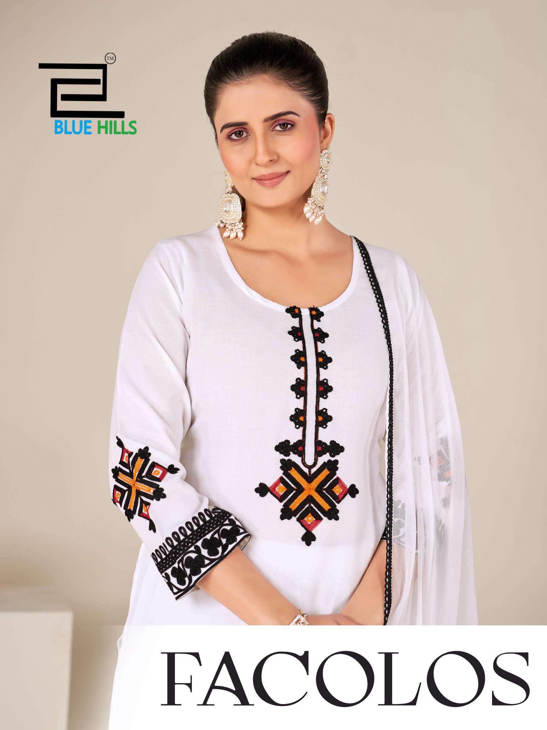 BLUE HILLS FACOLOS RAYON 14KG WITH WORK BLACK & WHITE TOP PA...