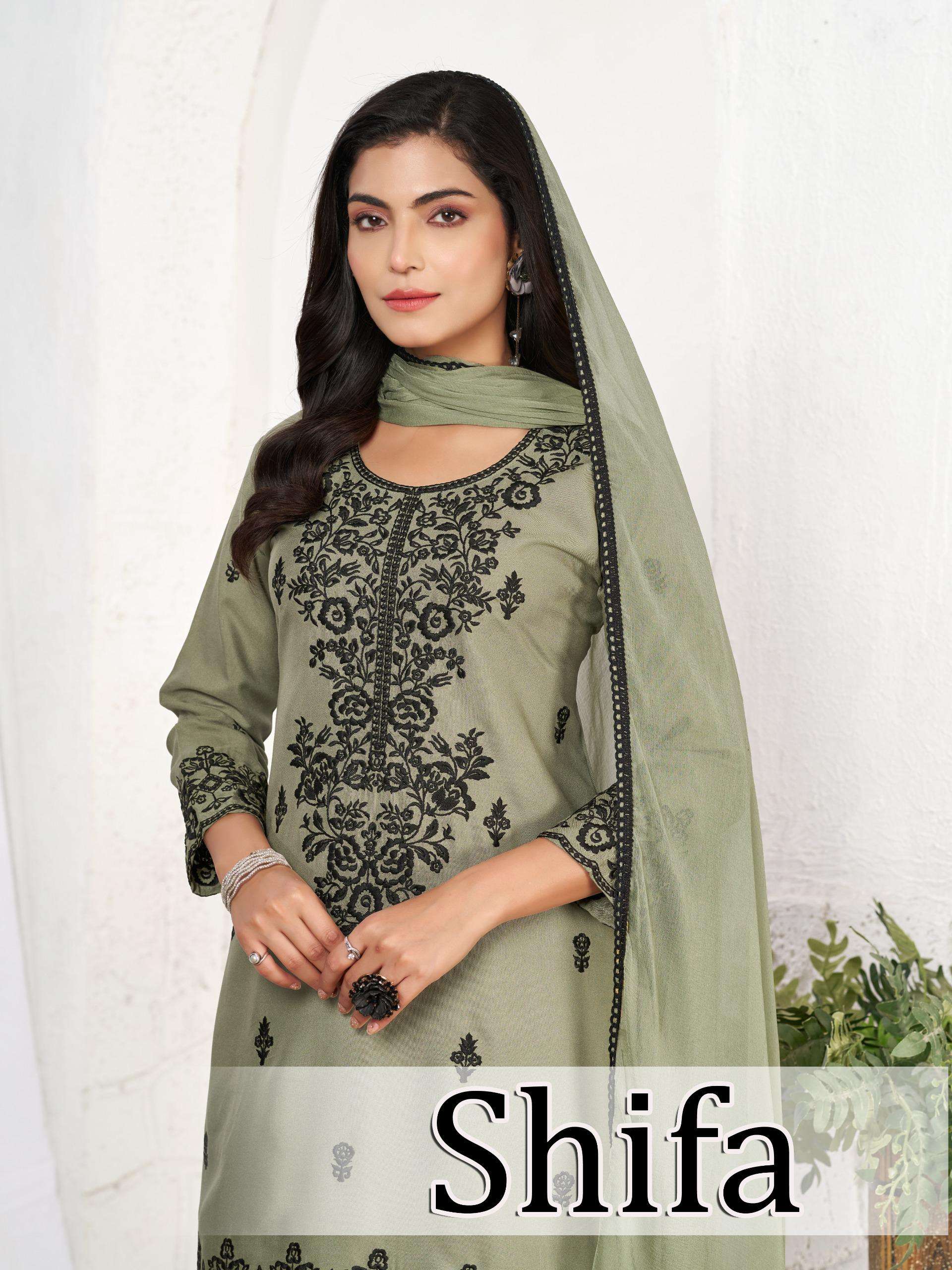 BLUE HILLS SHIFA 14KG RAYON THREAD WORK READY TO WEAR SALWAR...