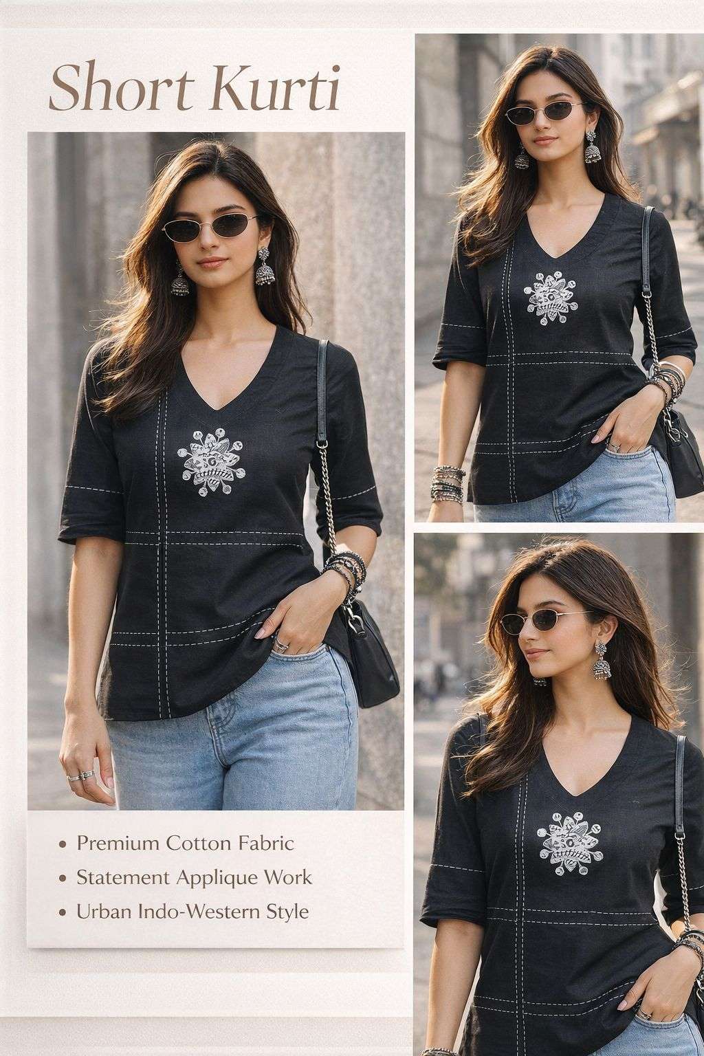 CASUAL LOOK DABOO WORK NECK SHORT TOP FOR GIRL OFFICE WEAR D...