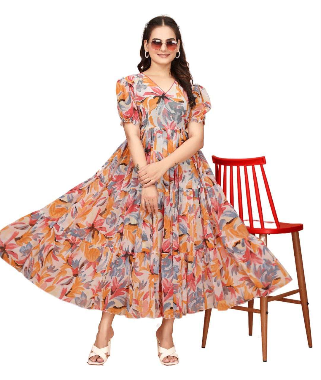 CLASSIC STYLE GEORGETTE FROCK FOR GIRL WHOLESALER GUJARAT RA...