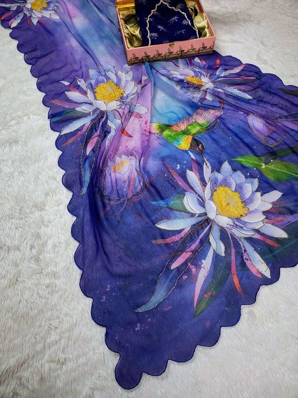 cool and pretty soft and fancy Georgette fabric with multi c...