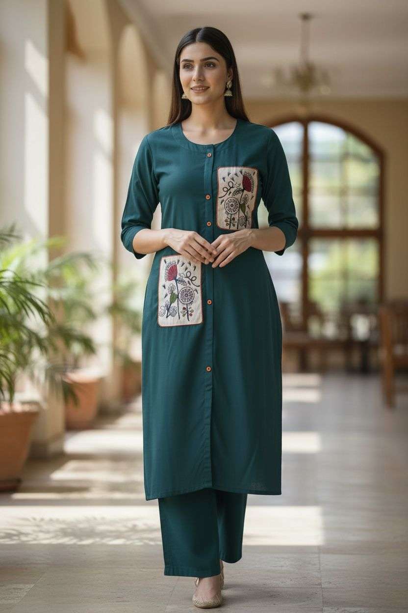 COTTON DABOO PATCH WORK KURTI POCKET PANT GIRL NORMAL WEAR D...