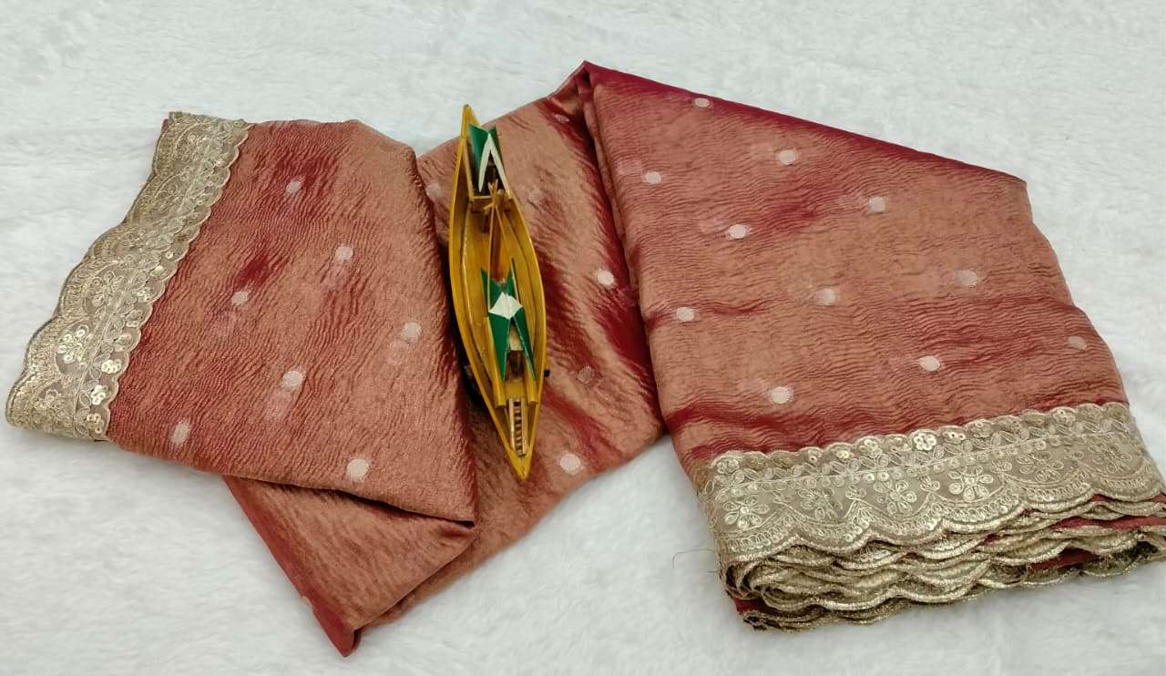 CRUSHED BUTTI LACE BANARASI FABRIC BEAUTIFUL AND RICH DESIGN...