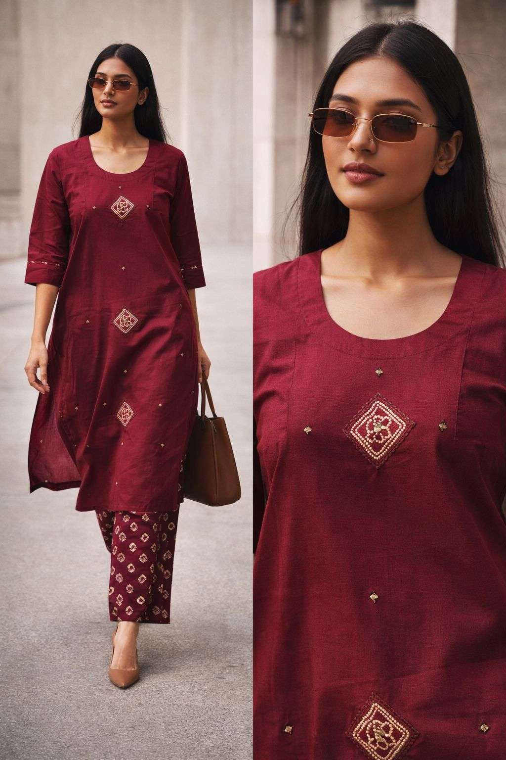 DABOO COTTON 2PCS OFFICE WEAR KURTI PALAZZO STYLE SUPPLIER F...