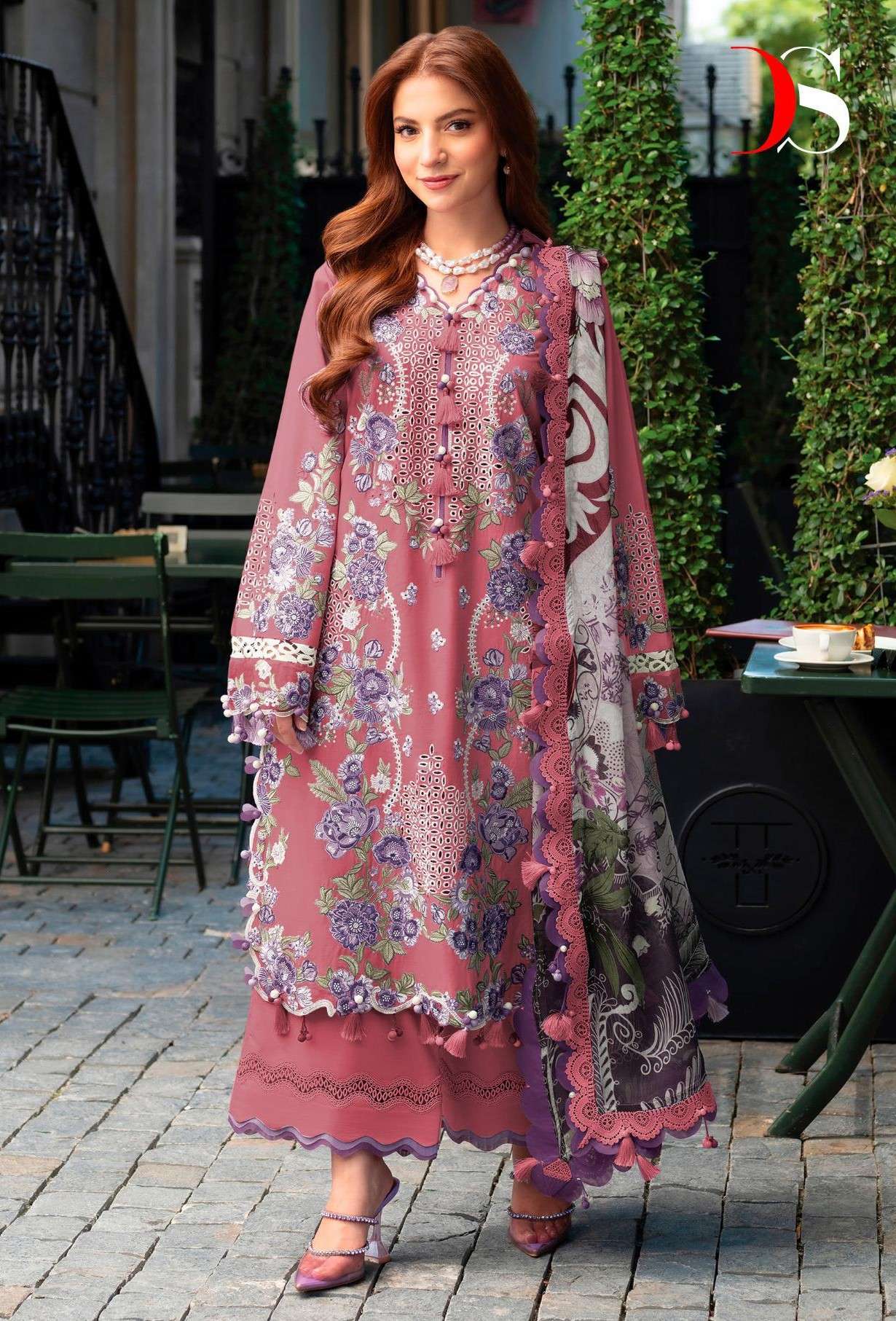 DEEPSY SUITS OMBRE STARLET 1625 PURE COTTON SELF EMBROIDERY ...