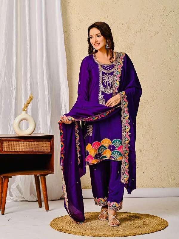 DESIGNER PARTY WEAR SILK MATERIAL SEQUENCE STITCHED TOP PANT...
