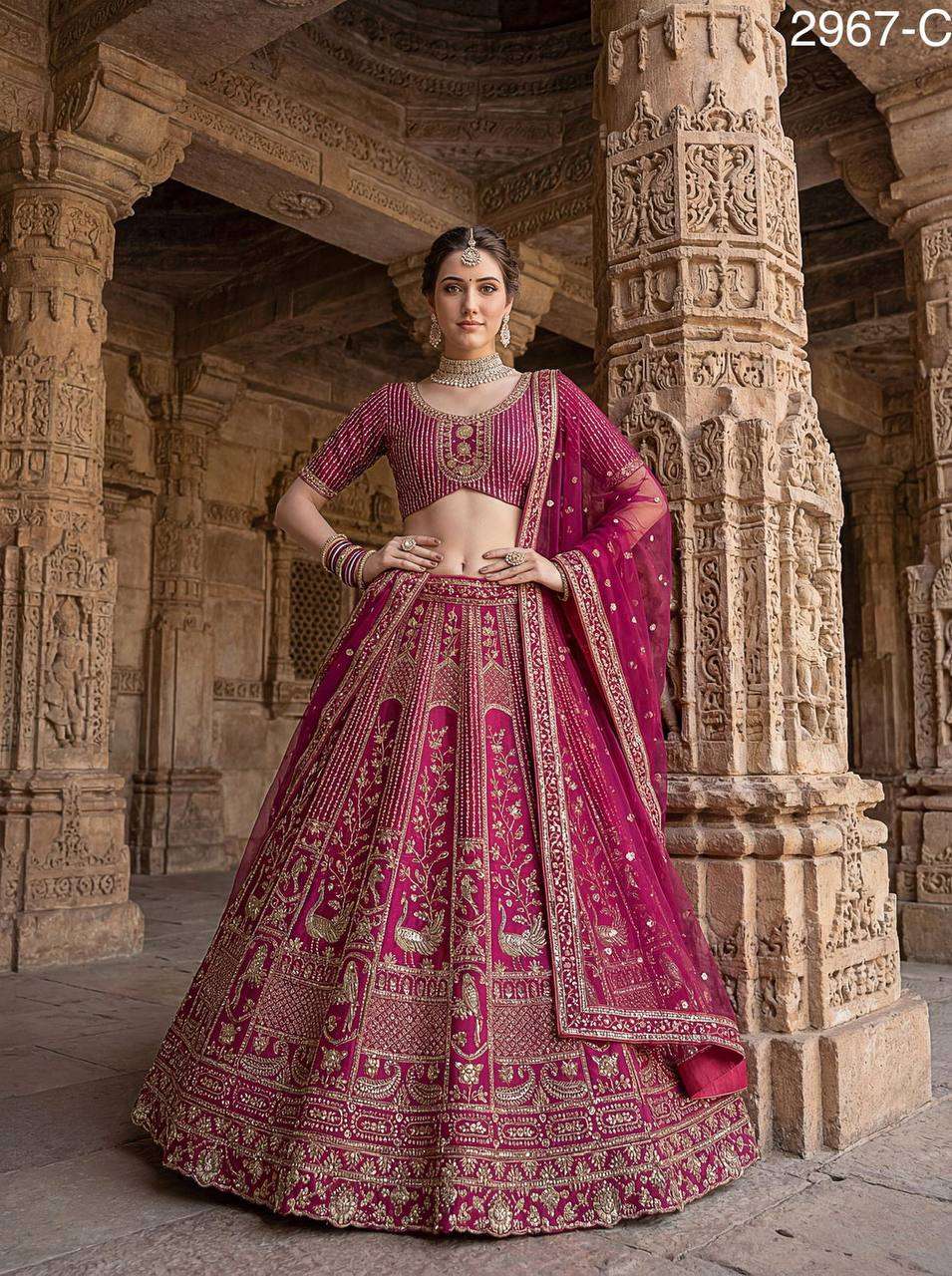 designer silk fabric with Double dupatta combine peacock han...