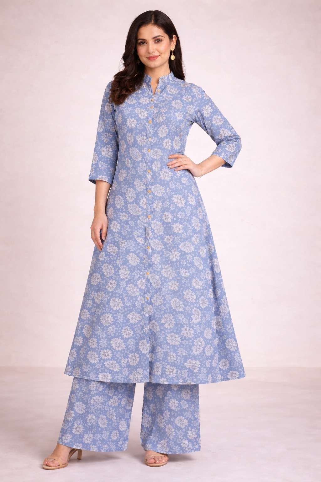 DJ INDIAN FASHION COTTON LONG CORD SET POCKET PALAZZO KURTI ...
