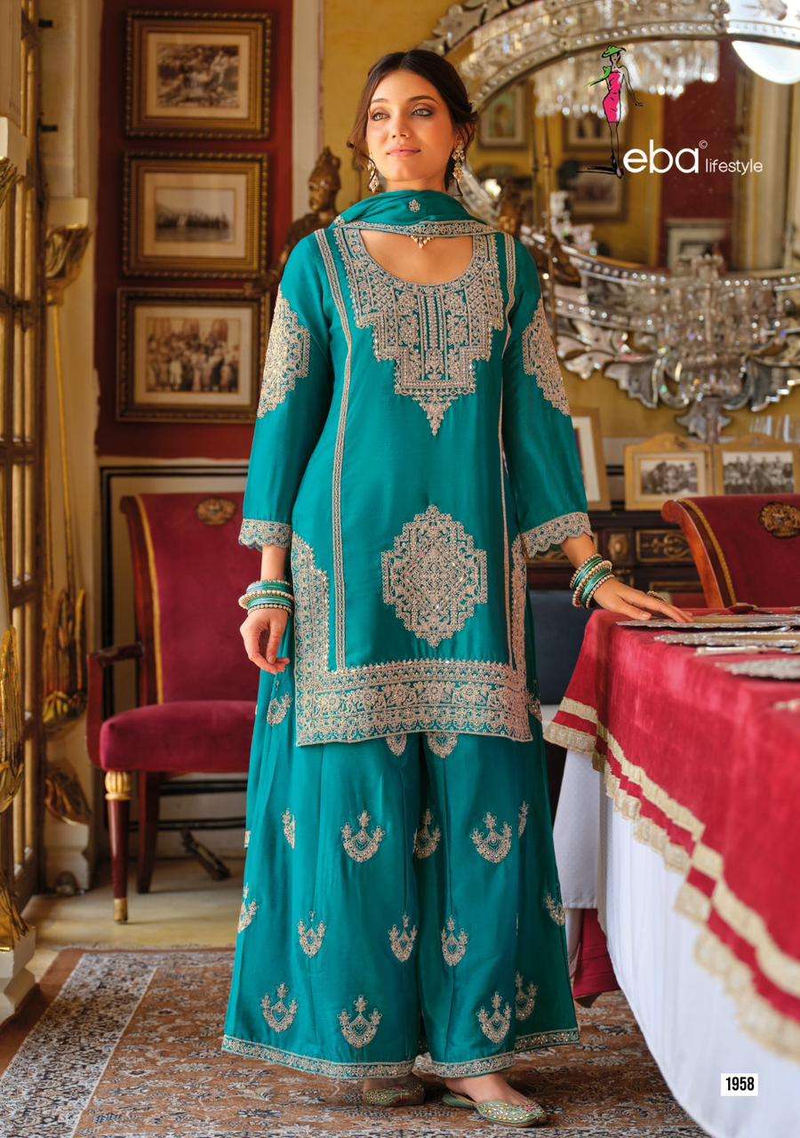 EBA LIFESTYLE AVANTIKA LUXURY RICH BRAND HEAVY EMBROIDERY RE...