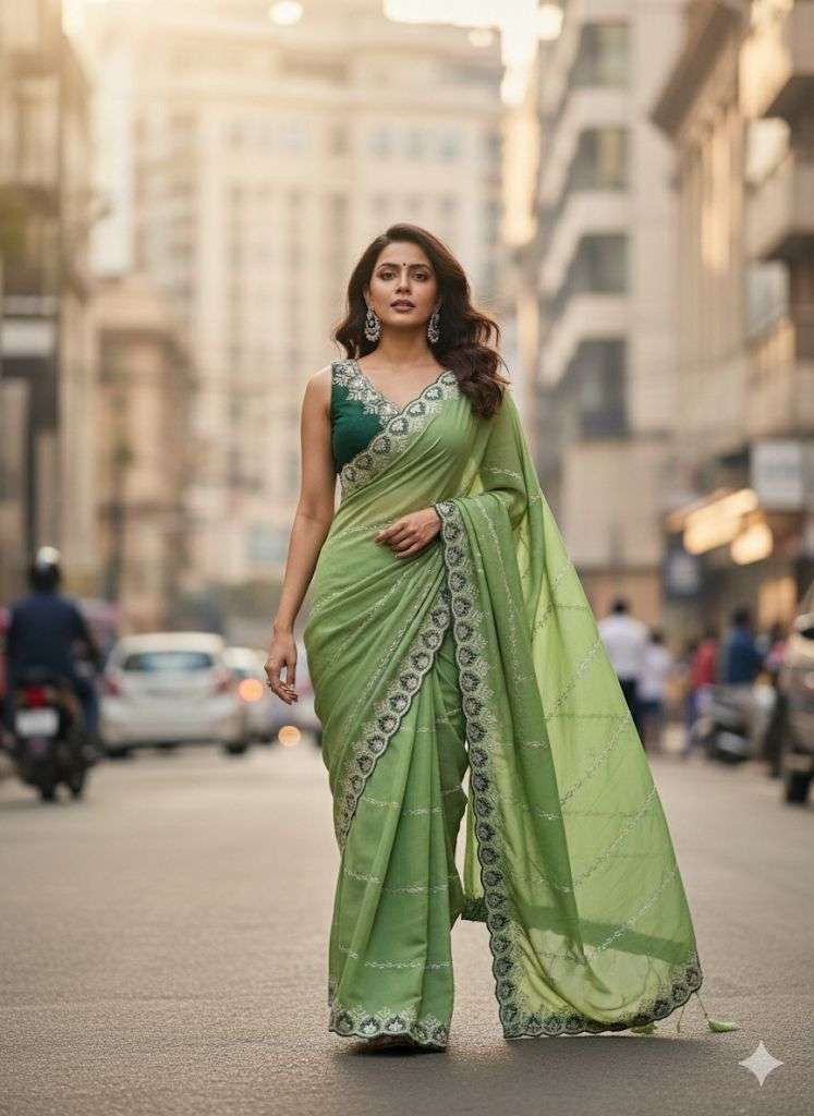 Elegance and shiny Premium and soft Star Georgette fancy fab...