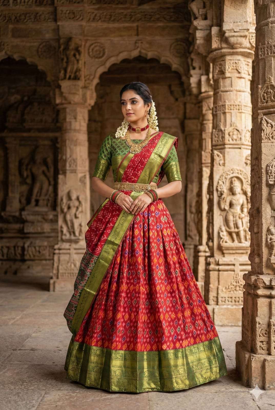 fancy and soft Anushka 3 Beautifully Pochampalli semi stitch...