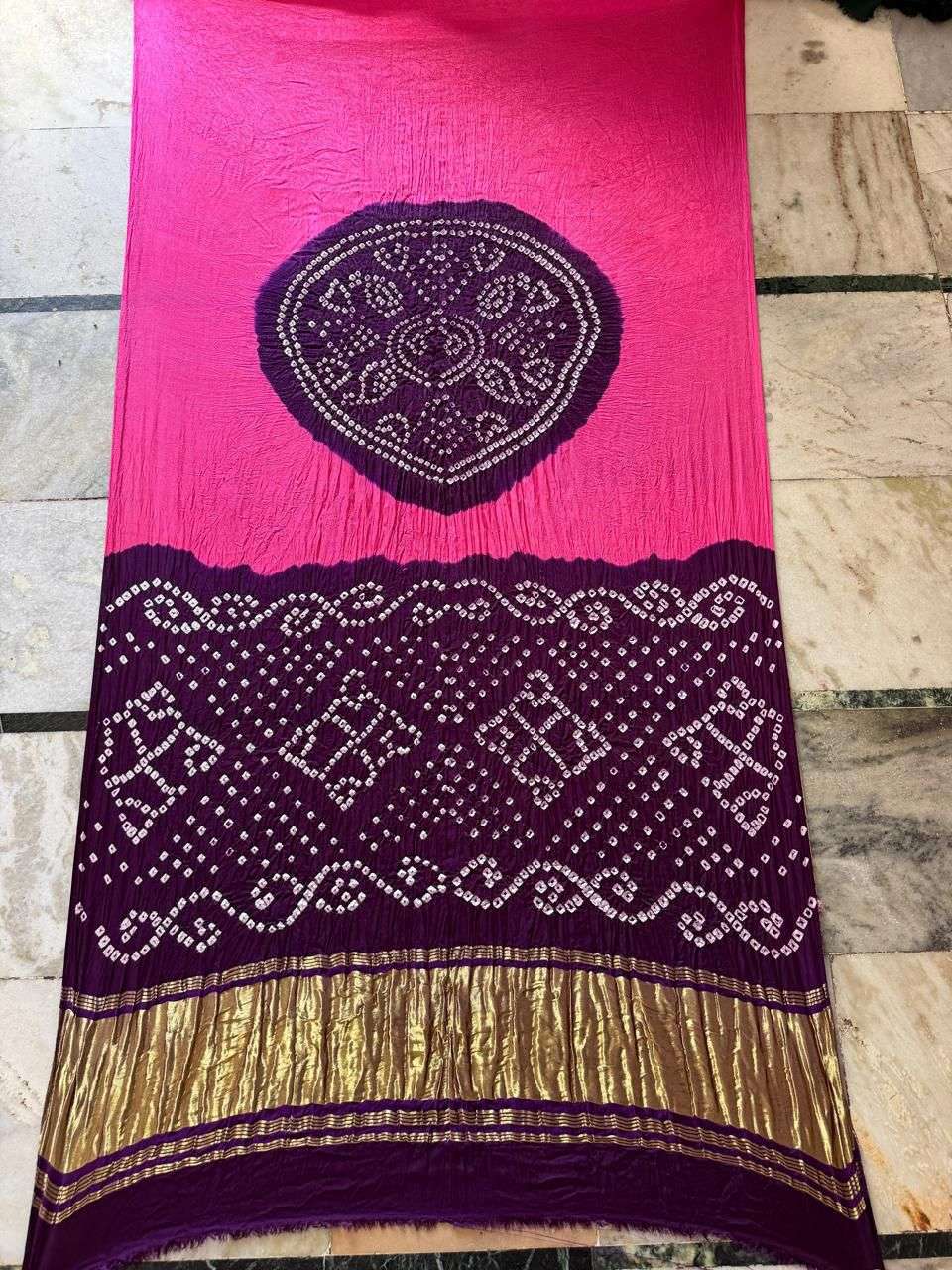  Fancy Gaji Silk fabric with beautiful and Original Bandhani...