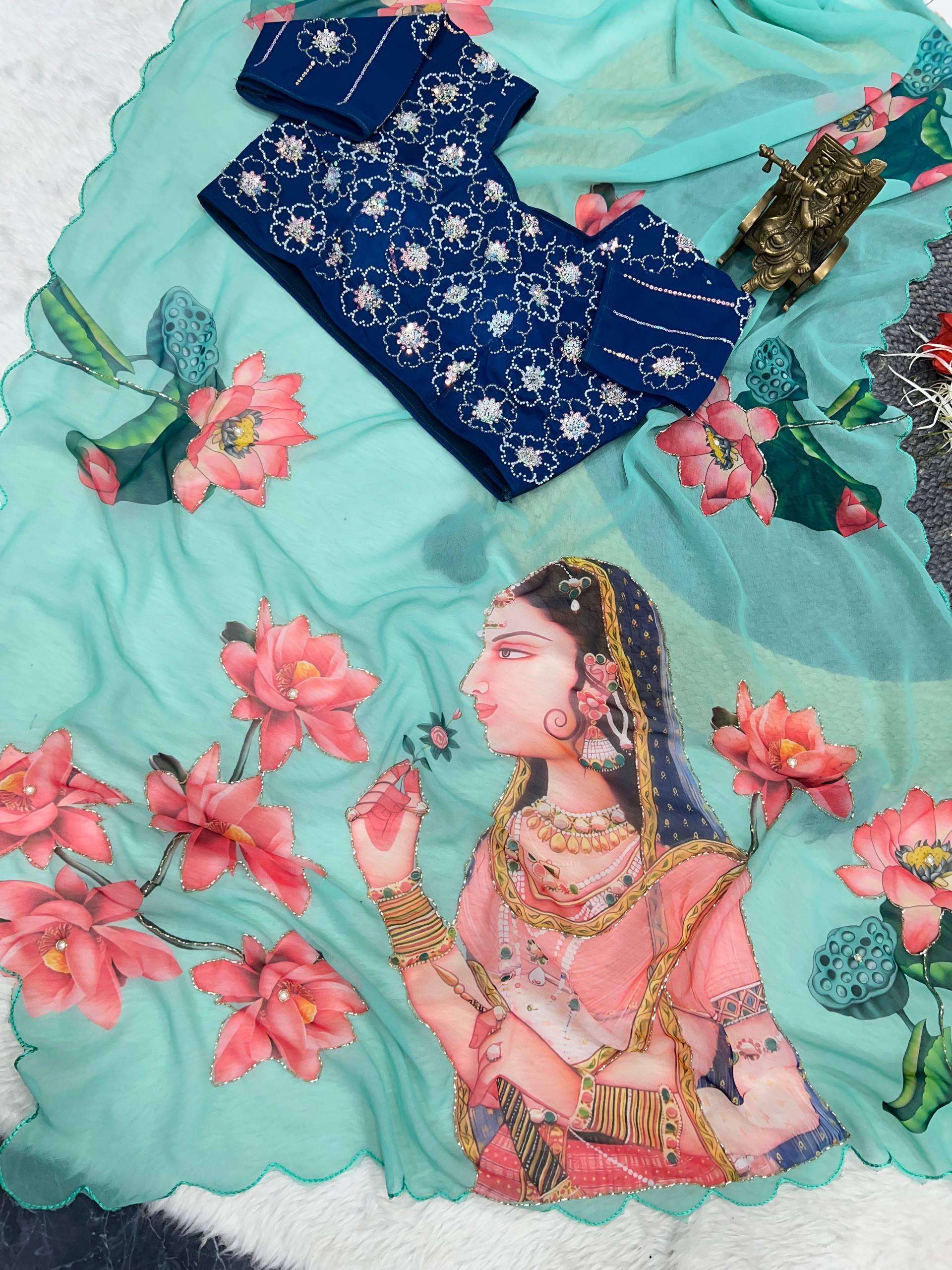 fancy handmade Soft and pure Georgette fabric regular wear s...